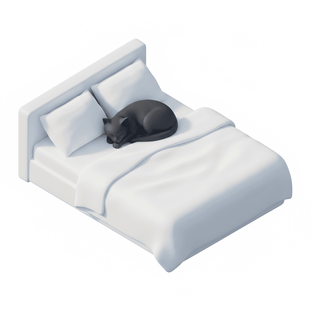 kucing hitam diatas kasur