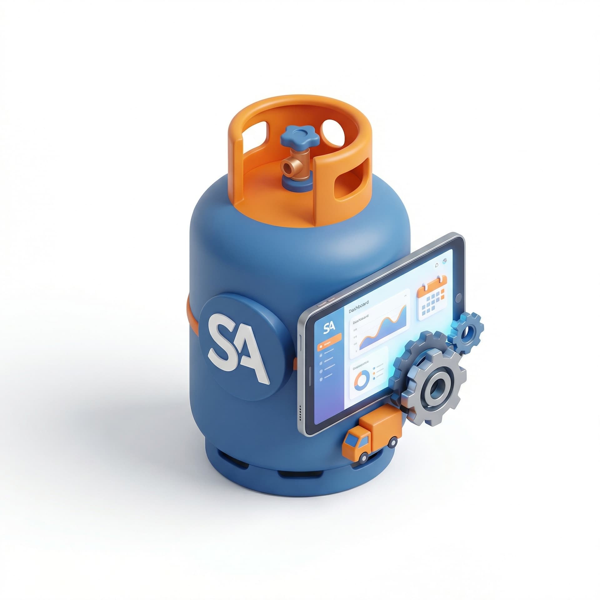 buatkan logo untuk aplikasi untuk sistem untuk mengatur, memonitor, dan mengendalikan jadwal pengadaan dan penyaluran LPG 3 Kg bernama "SA LPG"