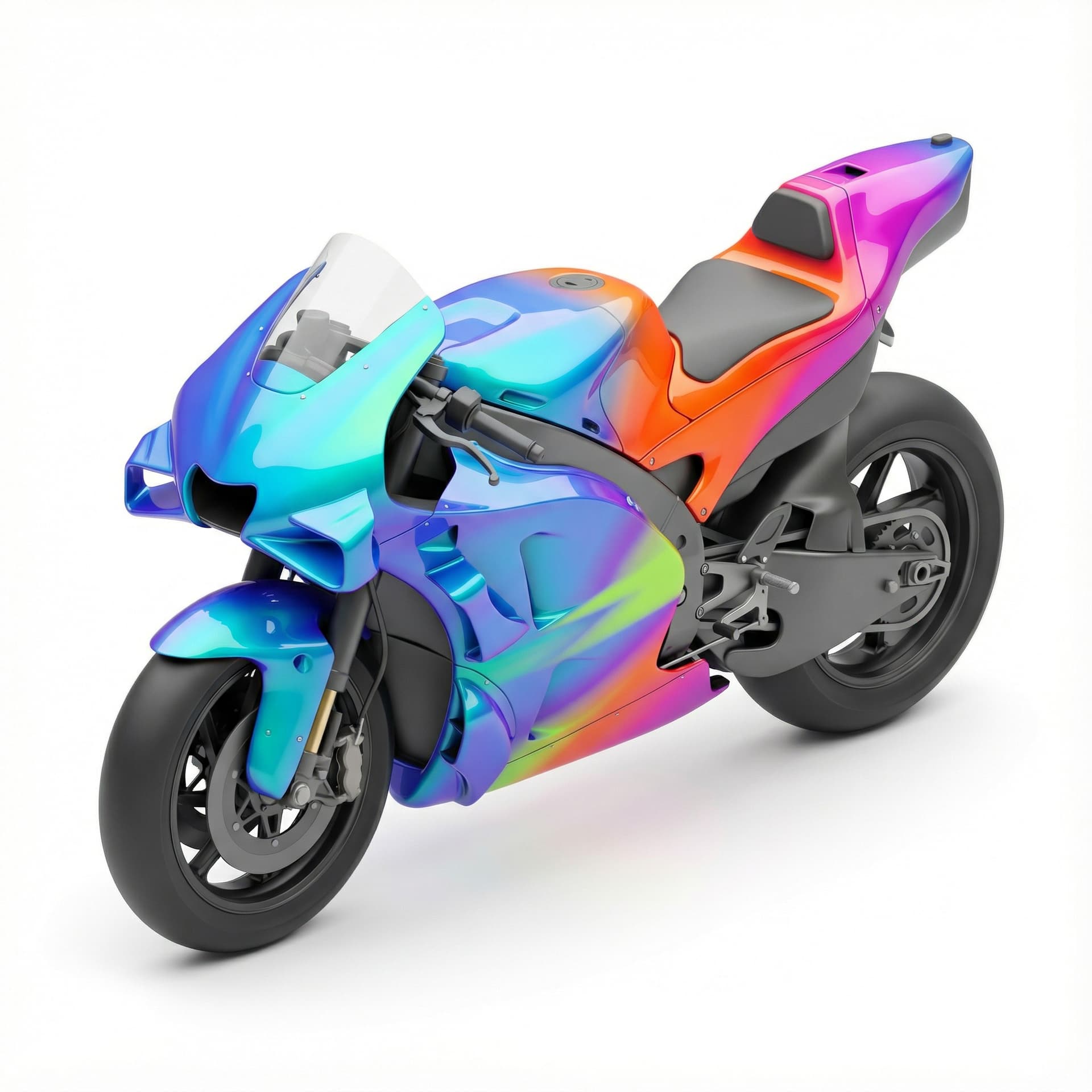 motogp bike with glossy vinyl and gradient vibrant color palette