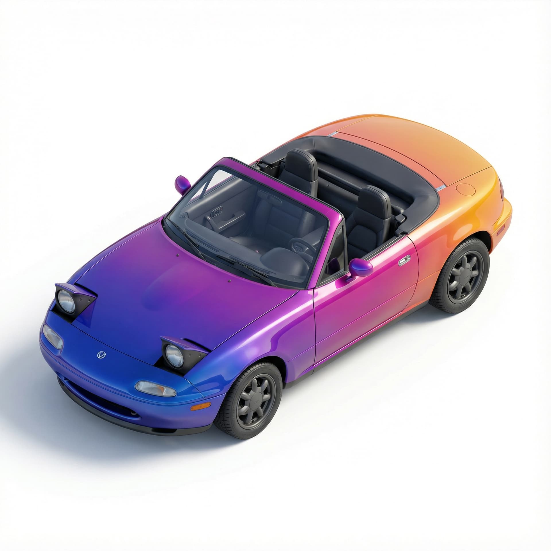Mazda MX-5 car with glossy vinyl and gradient vibrant color palette