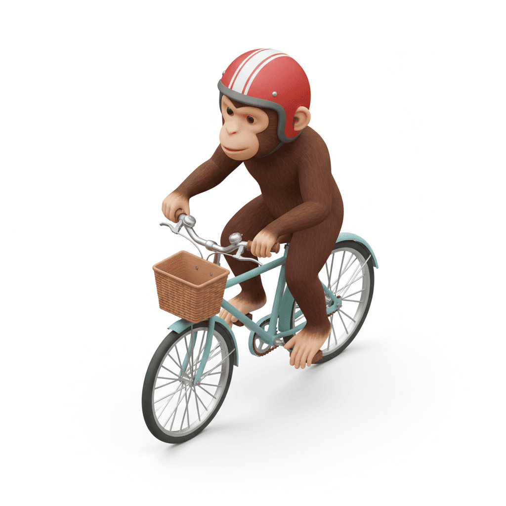monkey driving Bycicle