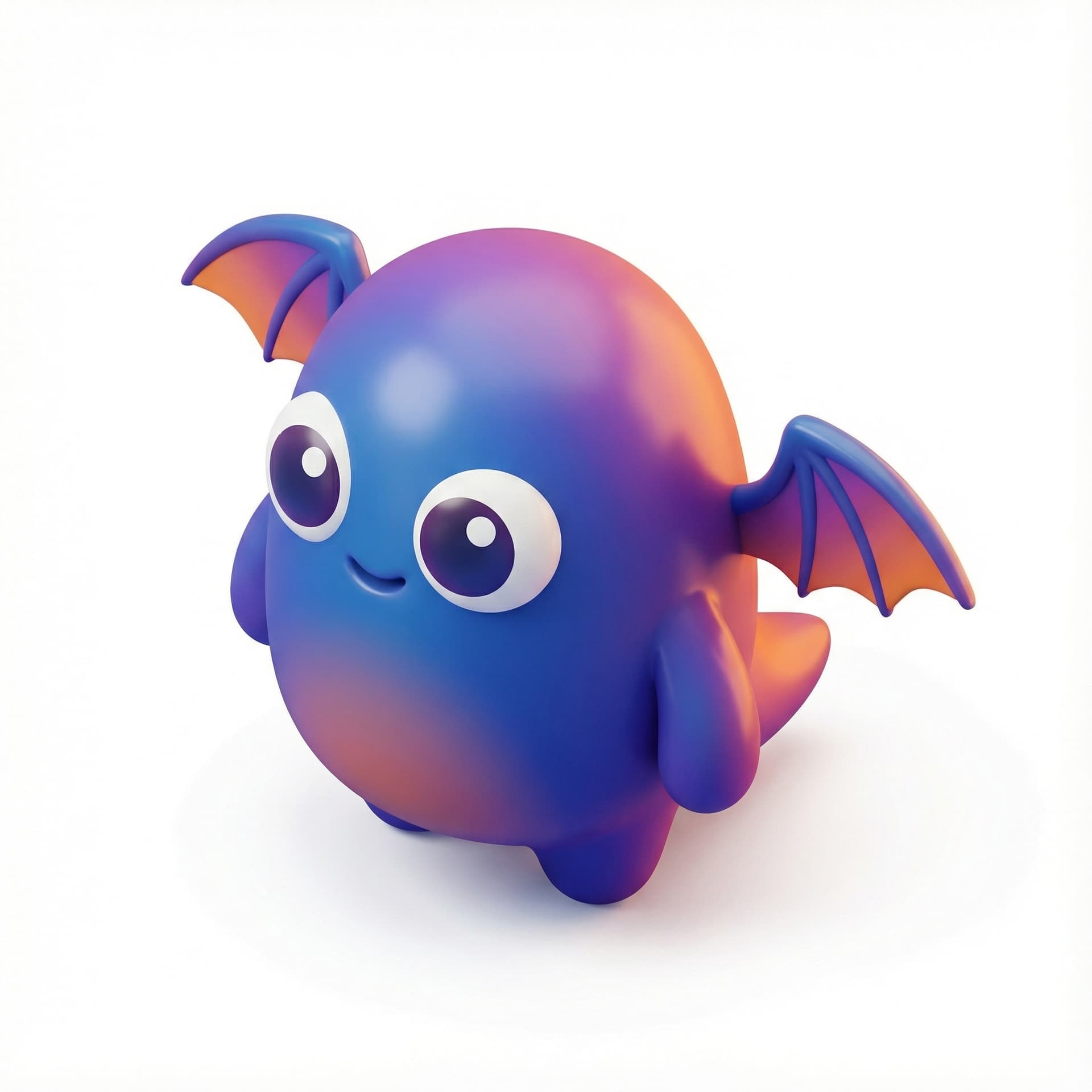 a chibi fantasy monster character with glossy vinyl and gradient vibrant color palette