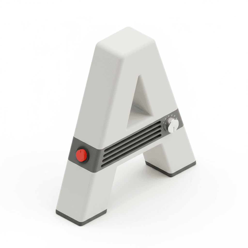 Typeface letter A inspired by Dieter Rams Braun design
Represents typography as a core element in design.