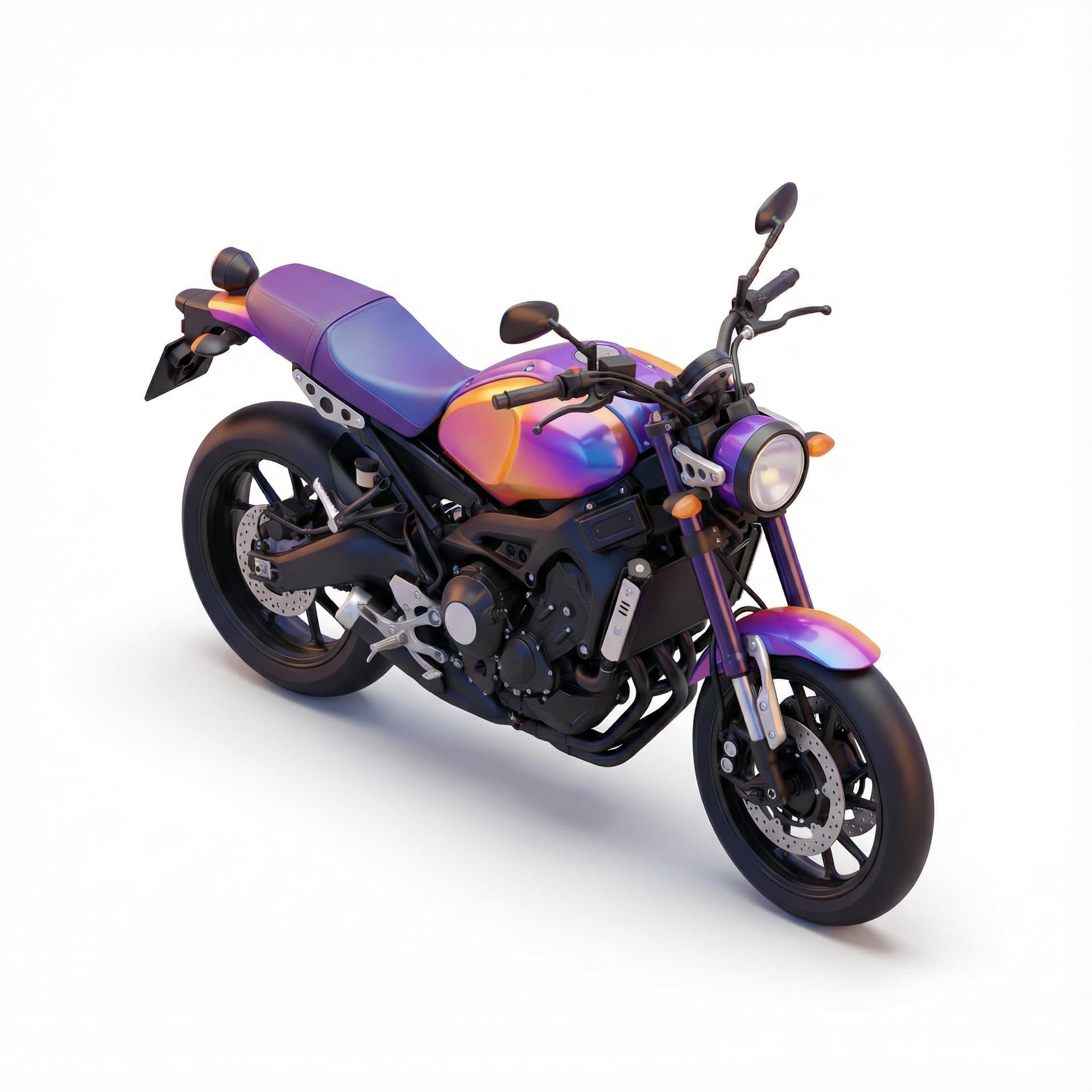 Yamaha XSR bike with glossy vinyl and gradient vibrant color palette