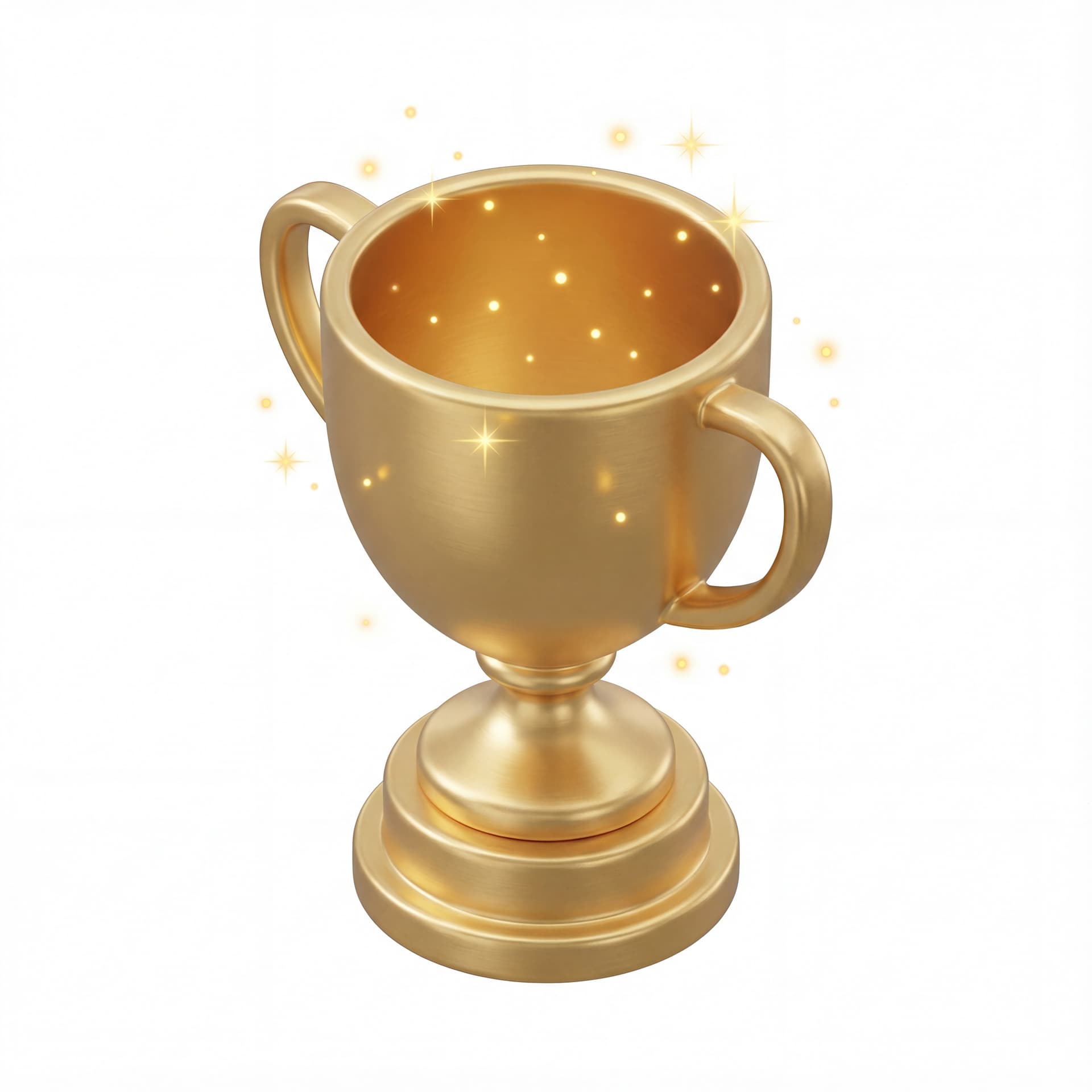 A golden trophy with sparkles