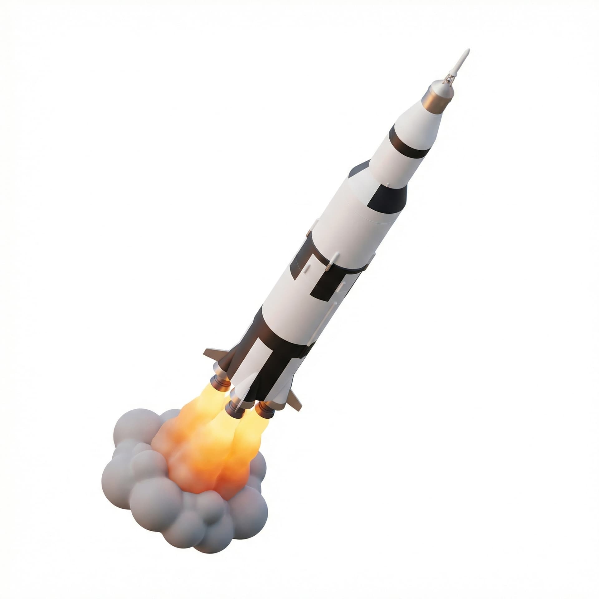 A rocket ship launching into space