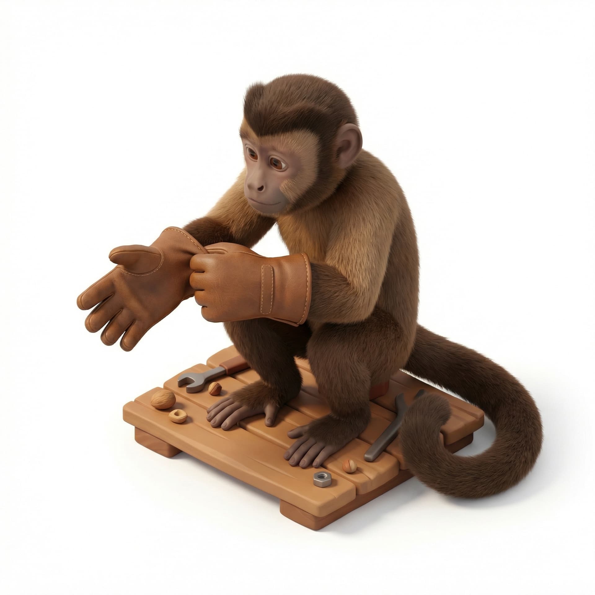 Monkey using gloves 