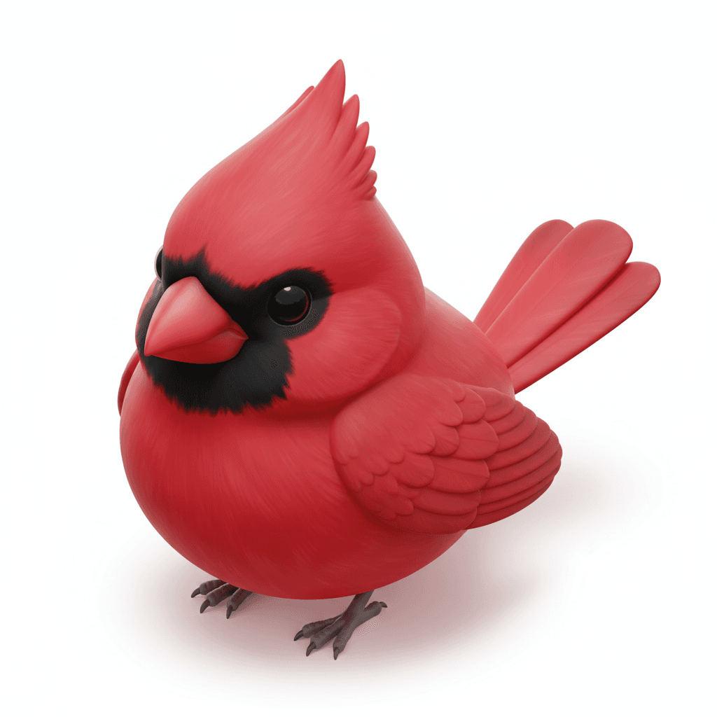 chibi red cardinal bird