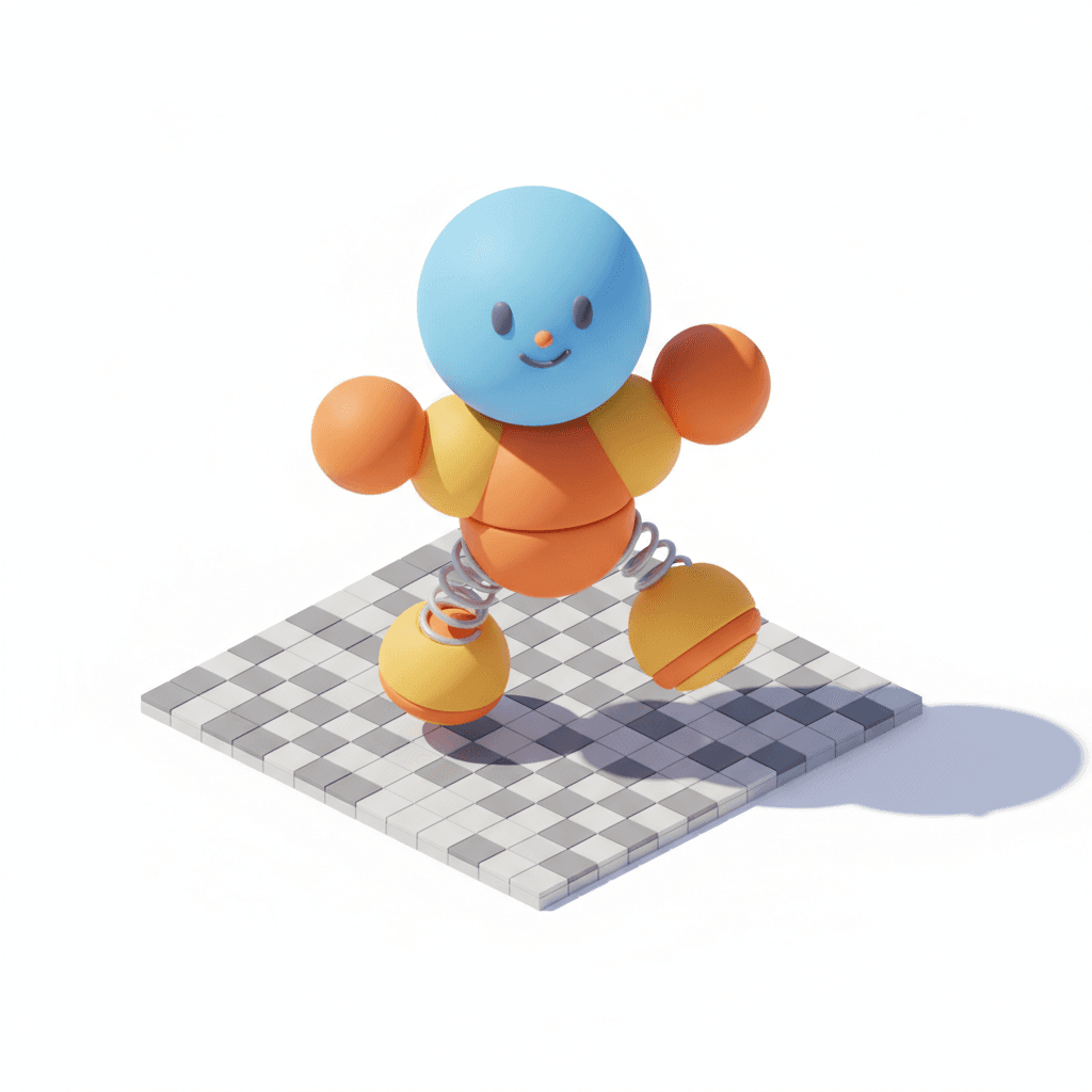 isometric view and bouncy character shape