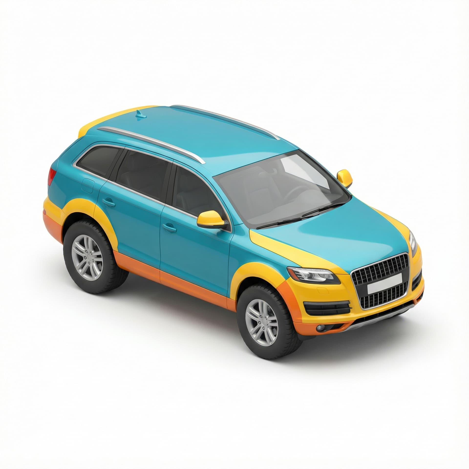 SUV car with glossy vinyl and vibrant color palette