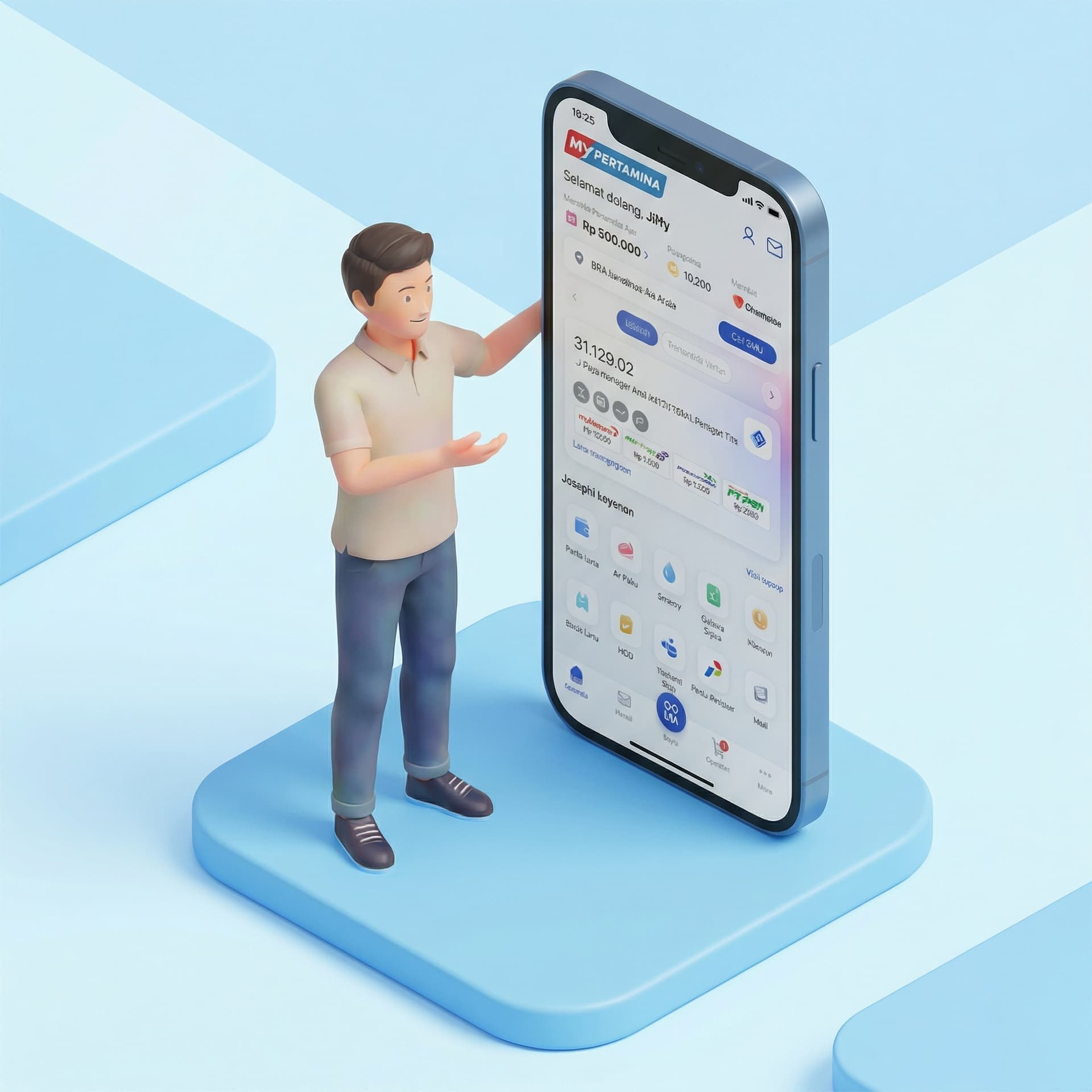 buatkan illustrasi persis seperti gambar yang saya kirimkan, tetapi orangnya pakai kacamata dan pakai jaket biru tua