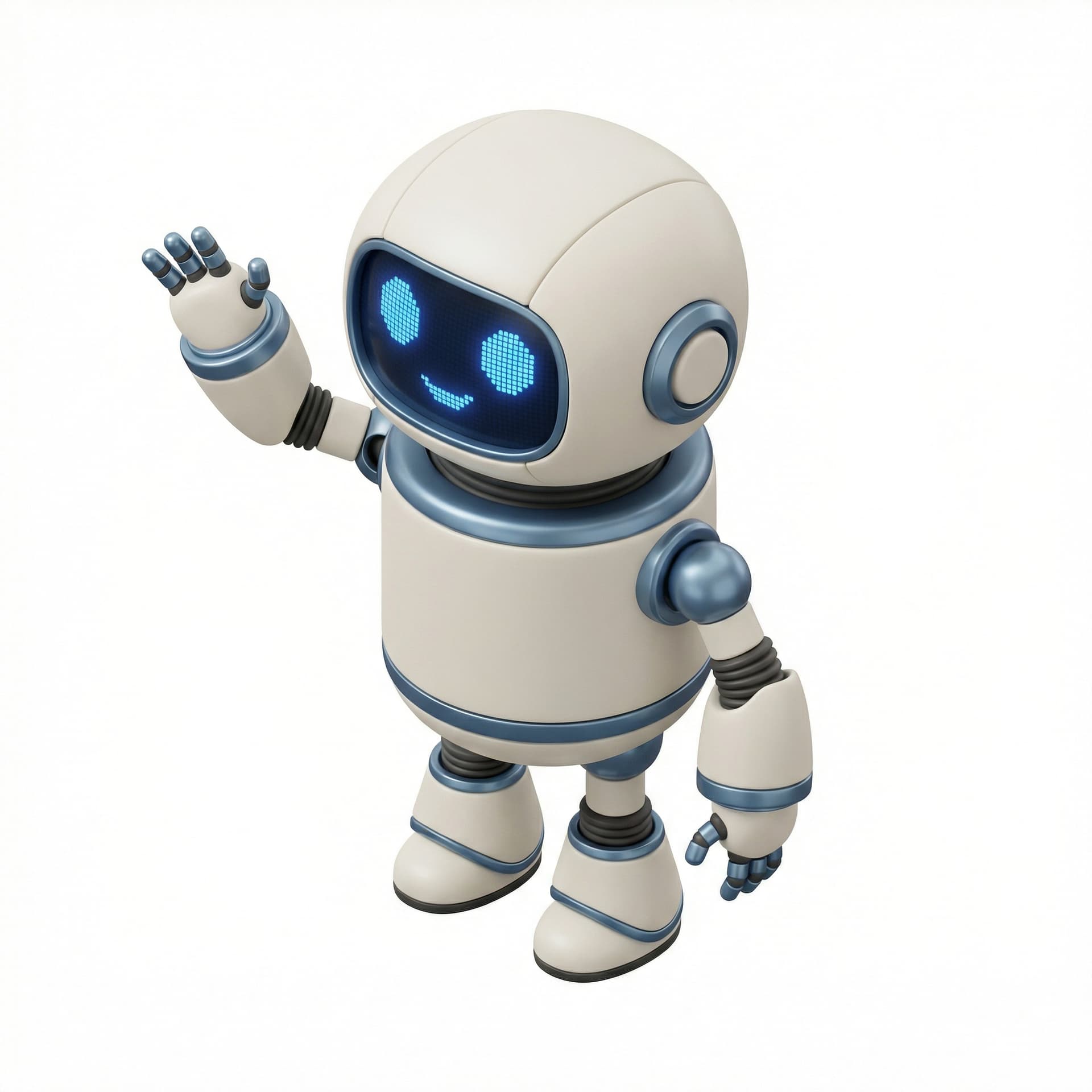A cute robot waving hello