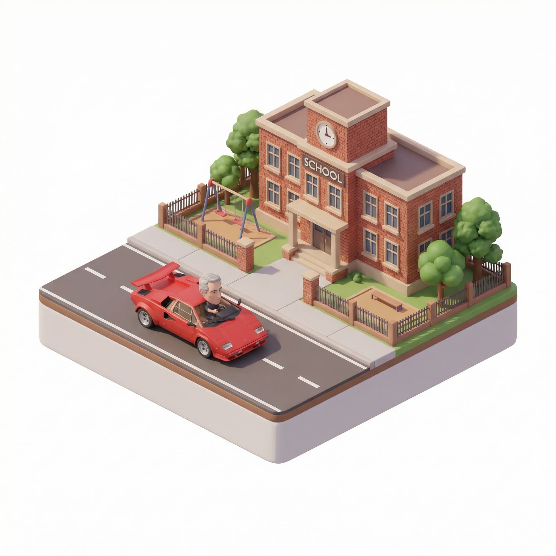 Jeffrey Epstein Driving a Lamborghini near a school