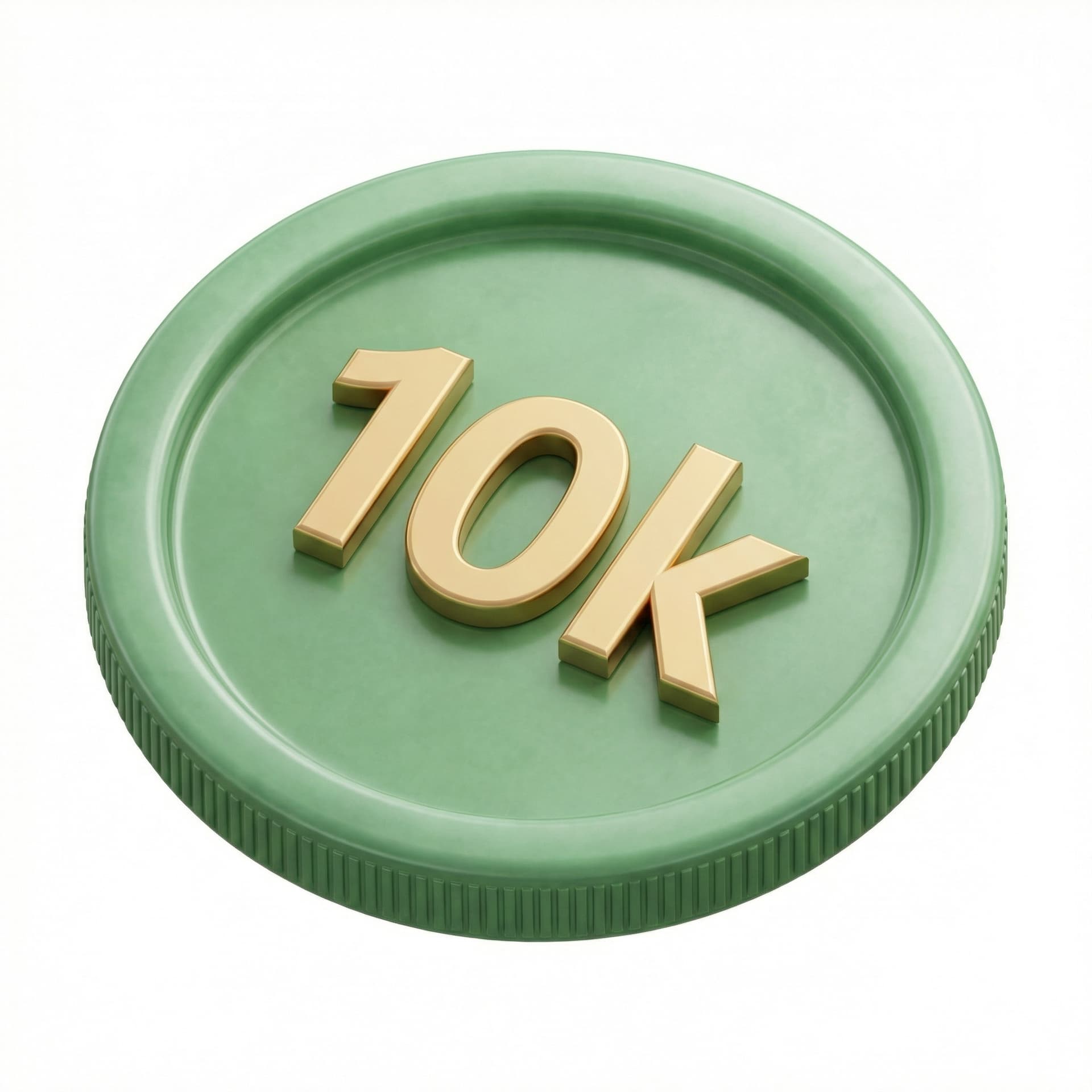 a green coin with text '10k' inside