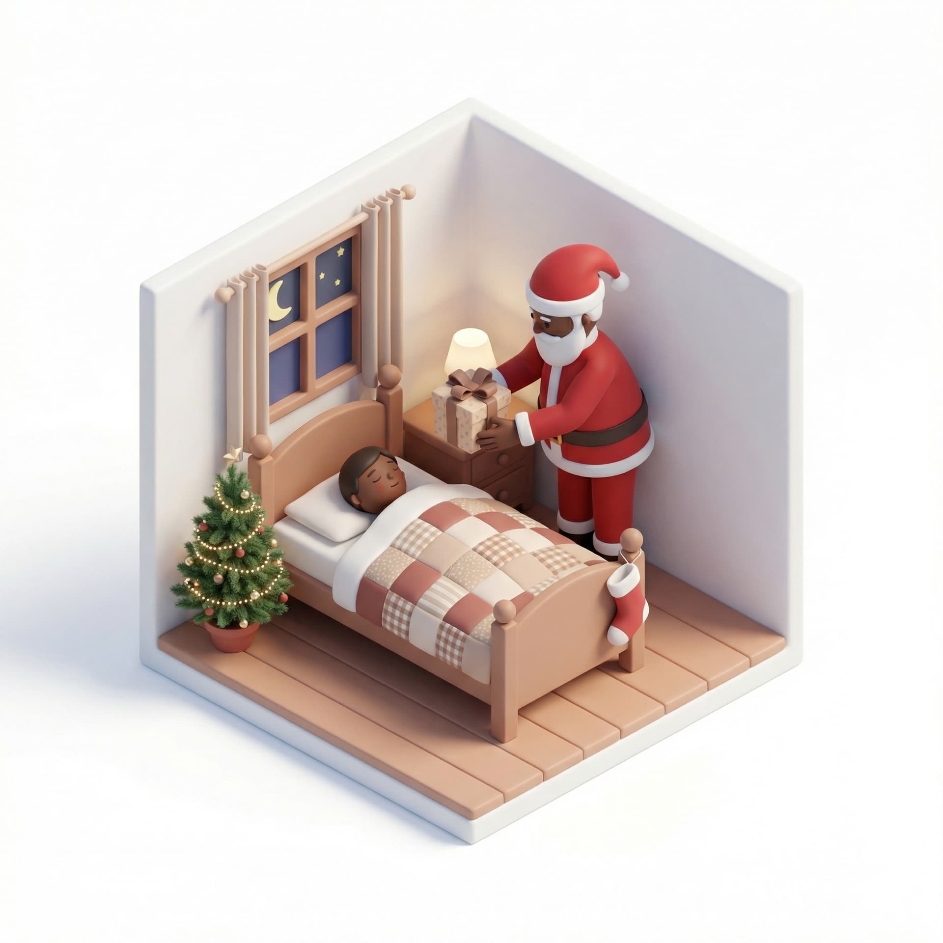 Nigga santa give gift to child sleep