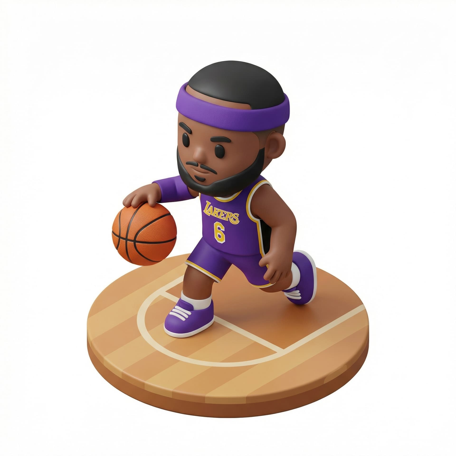 lebron james playing basketball, chibi style