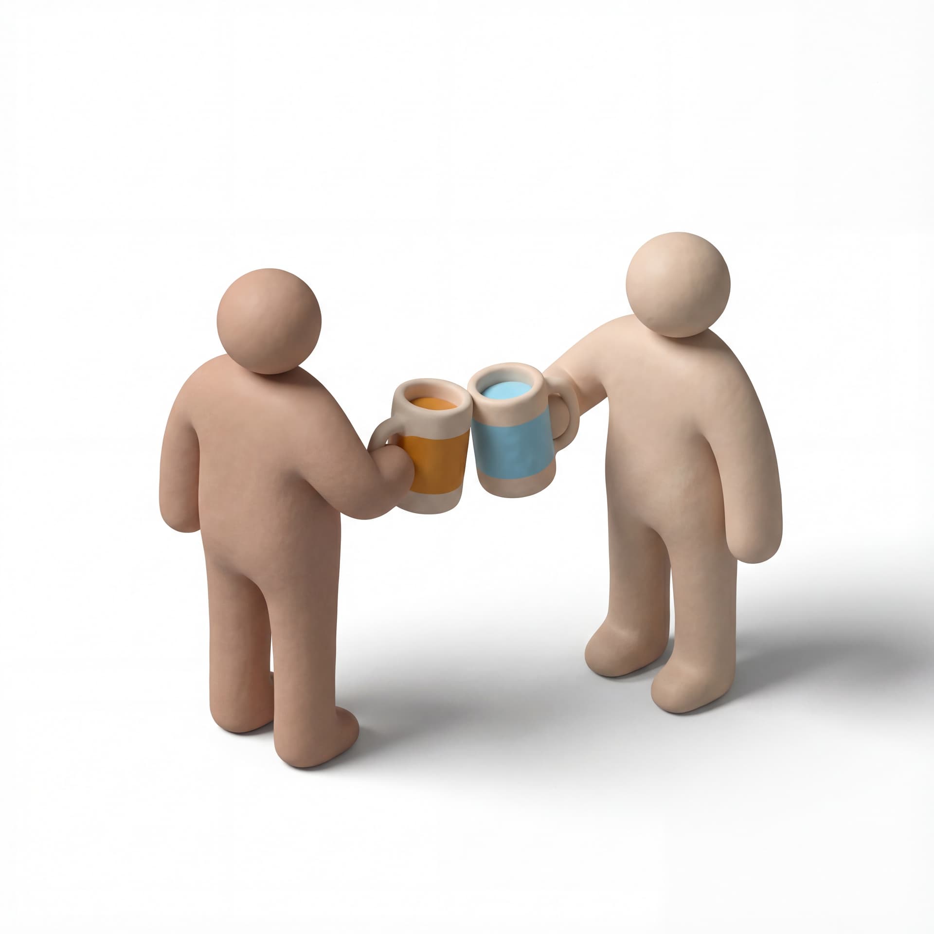 Two friends clinking drinks  style 3D Icon clay minimal