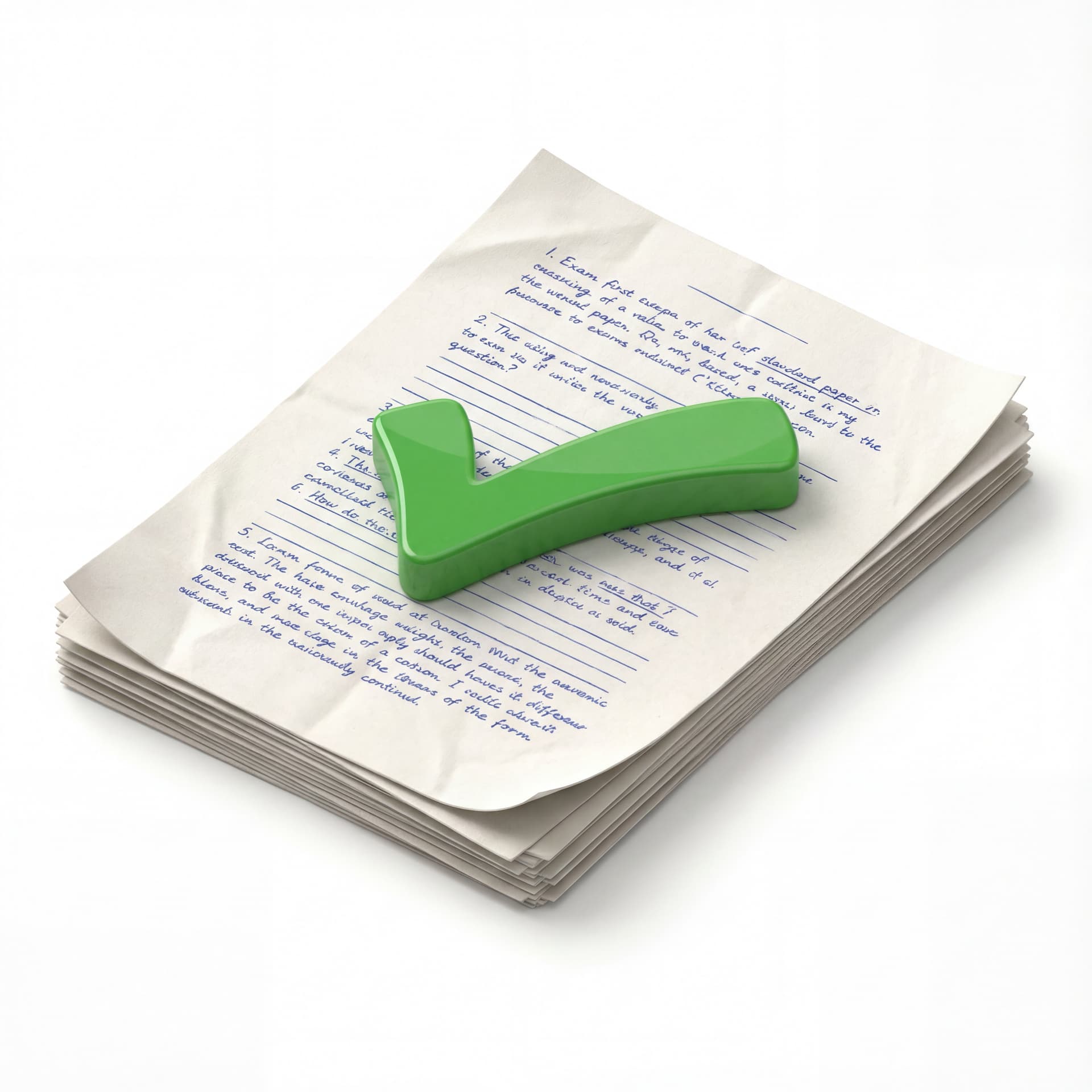 exam paper and there is a big tick