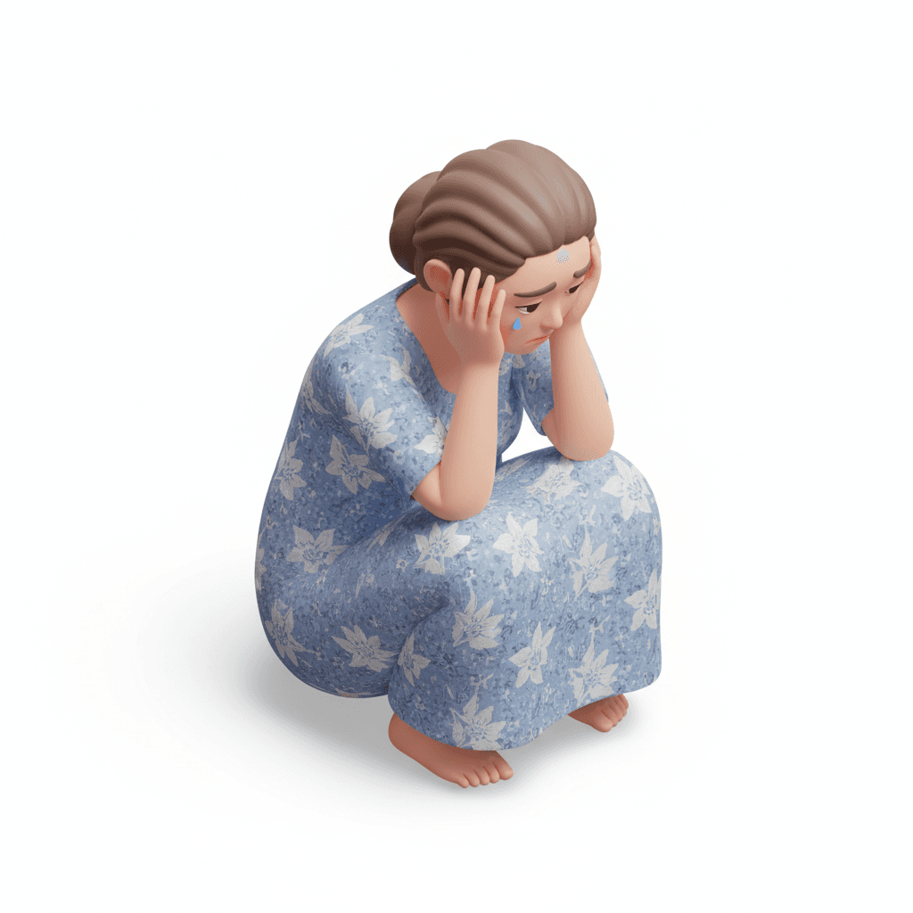 ibu rumah tangga  pake daster sedih