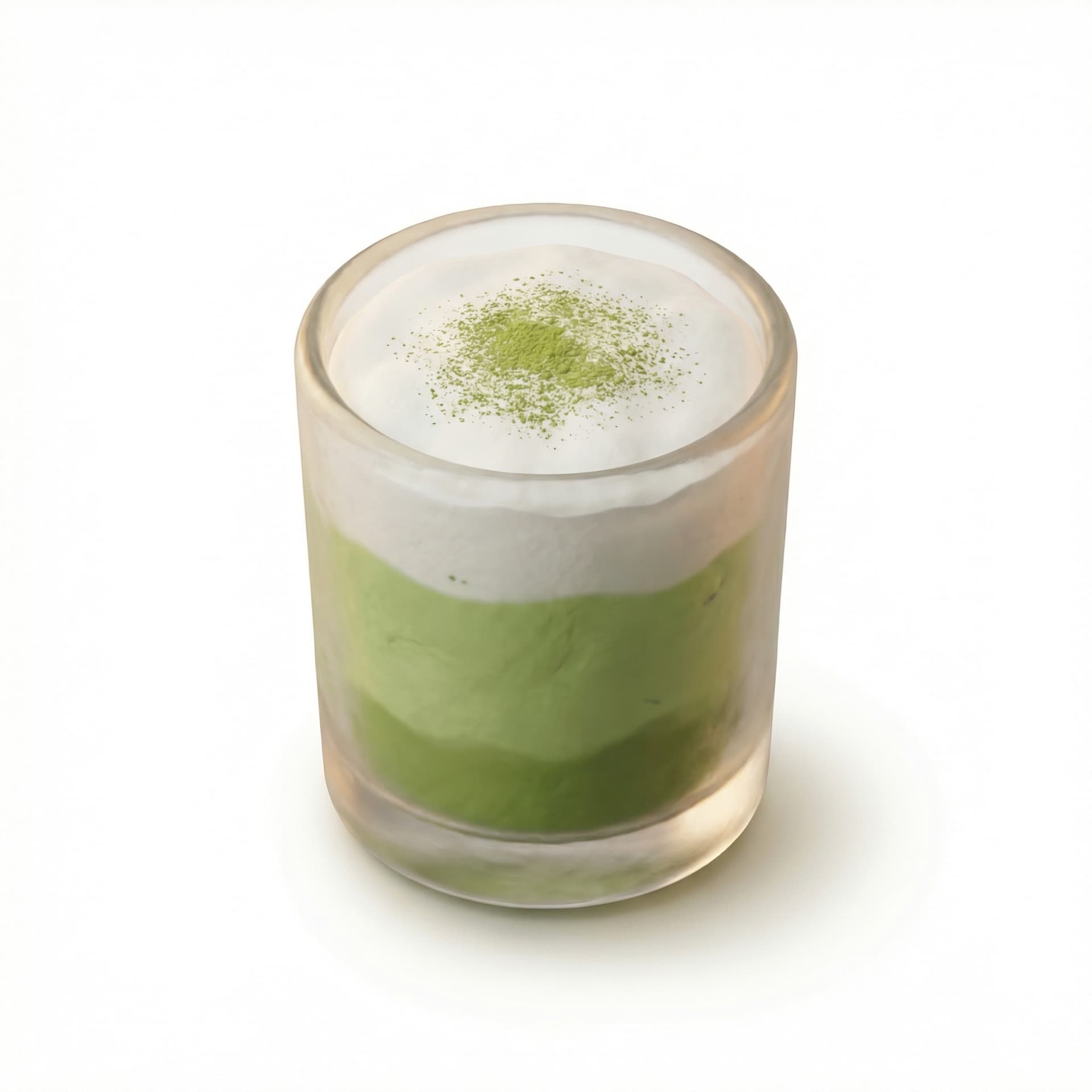 minuman matcha segar dengan susud iatas nya, highquality, 3D, menggunakan tekstur claymation, tanpa background
