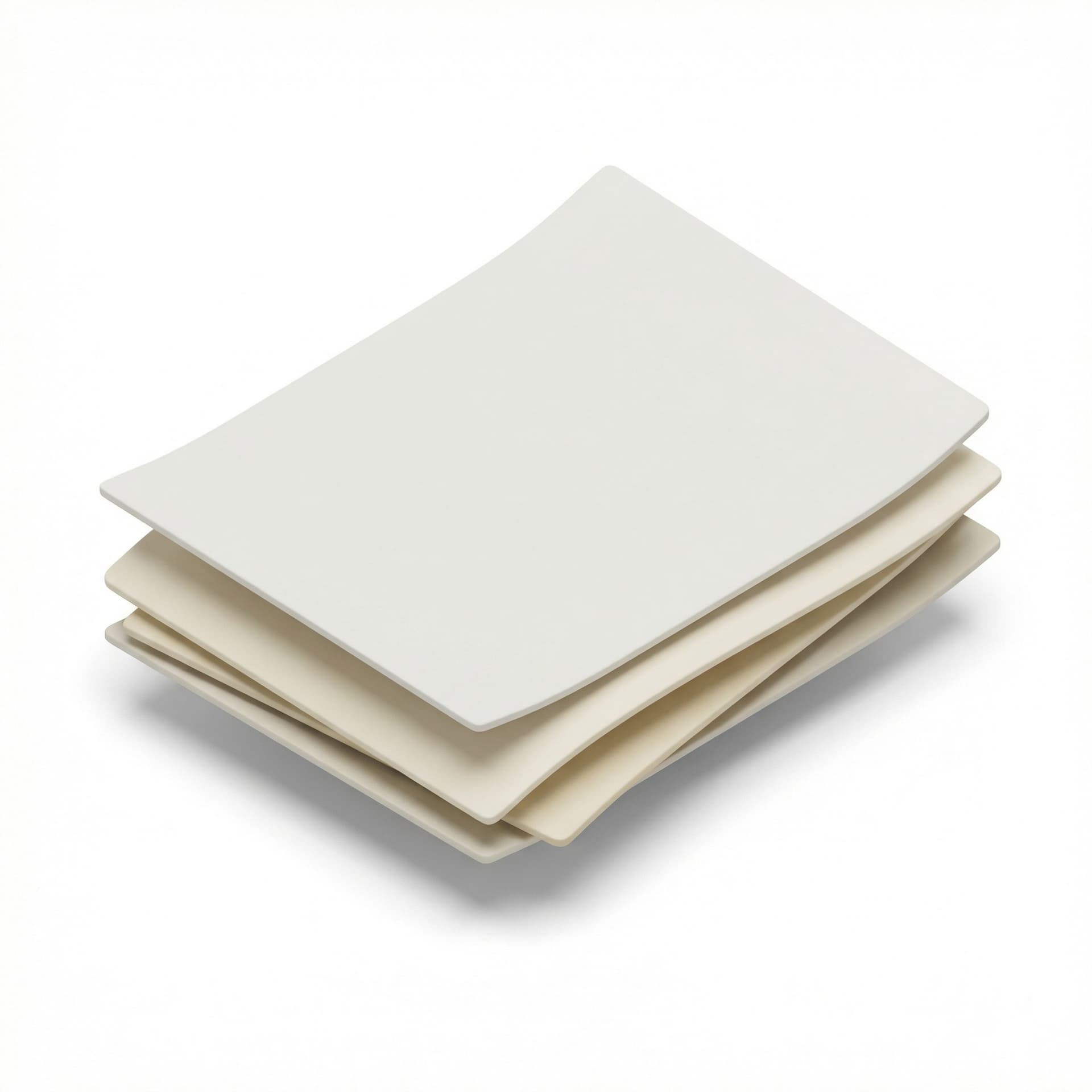 A stack of 3 documents, very minimal. Light, neutral and white colors. Modern. 