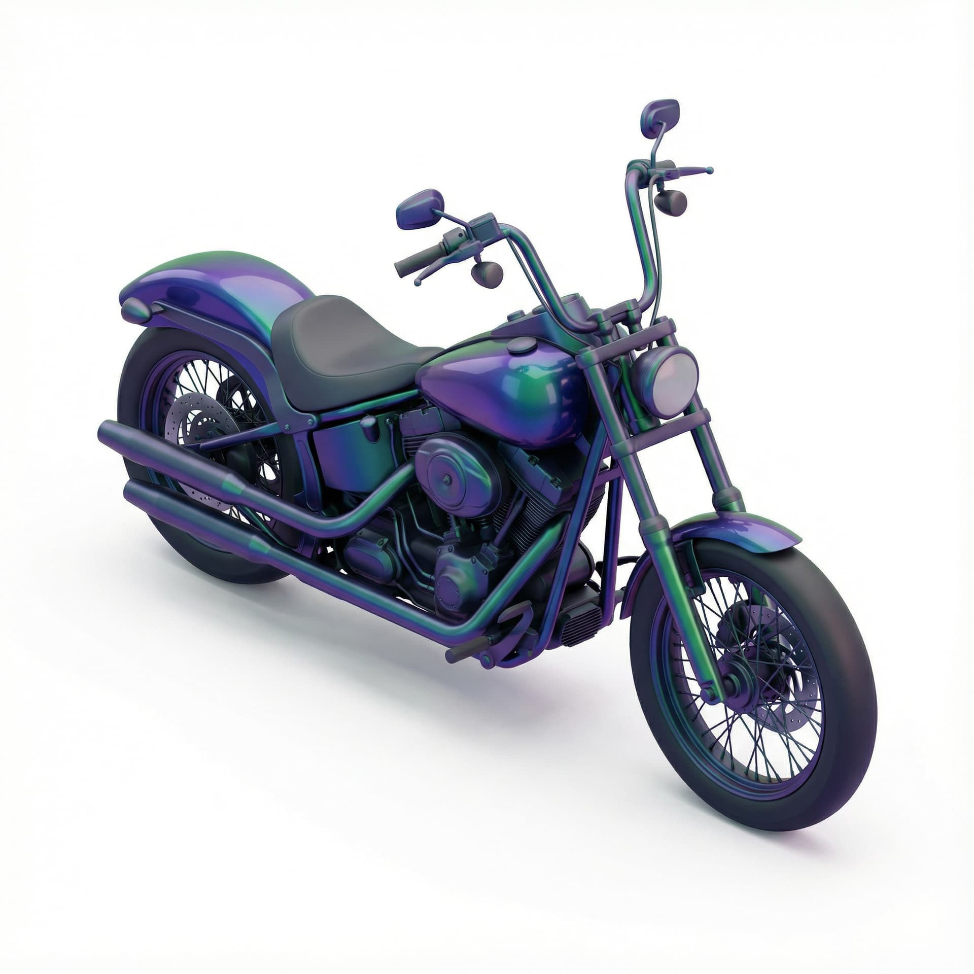 Harley Davidson bike with glossy vinyl and gradient vibrant color palette 