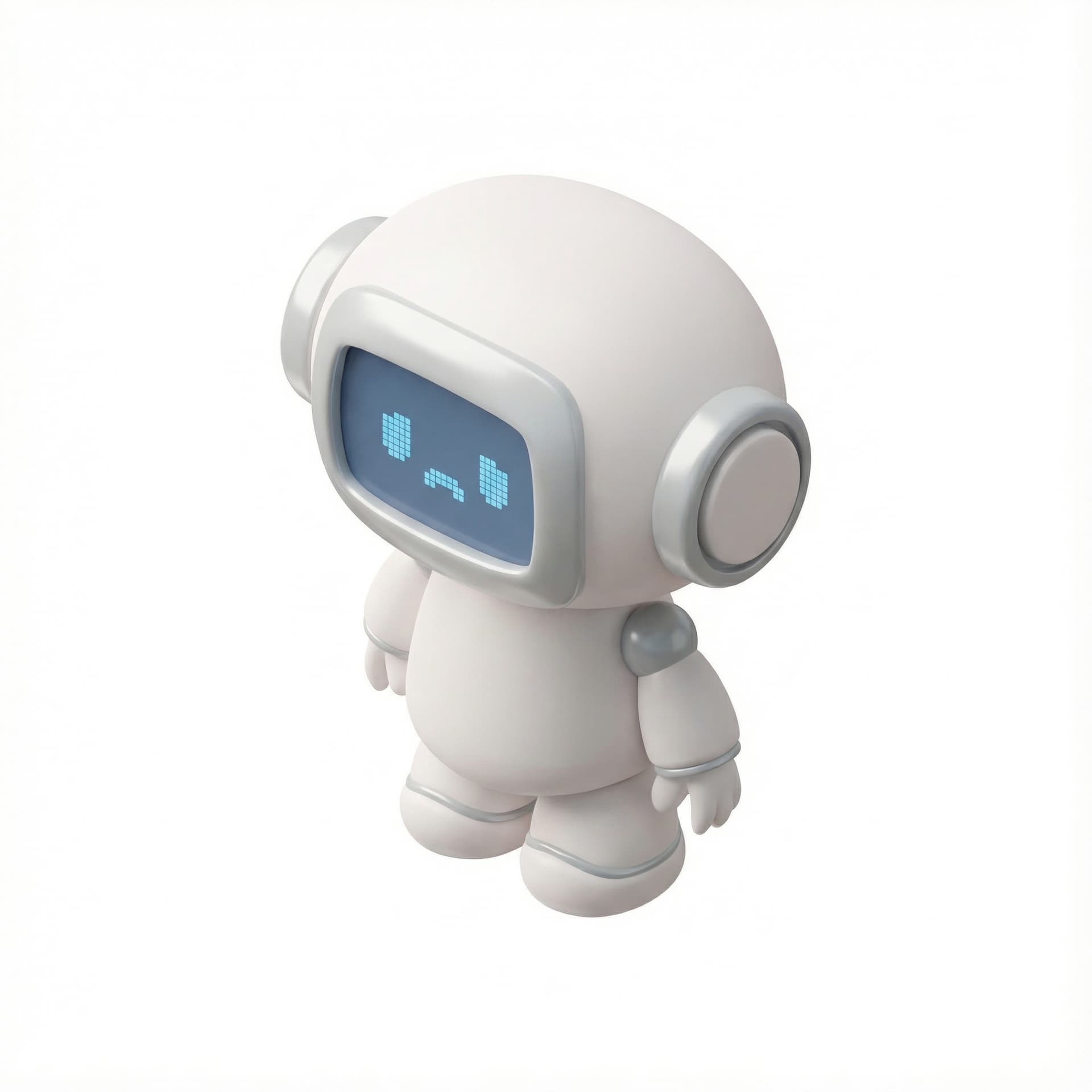 refine the robot to look like this cute robot, but face of the robot still sad