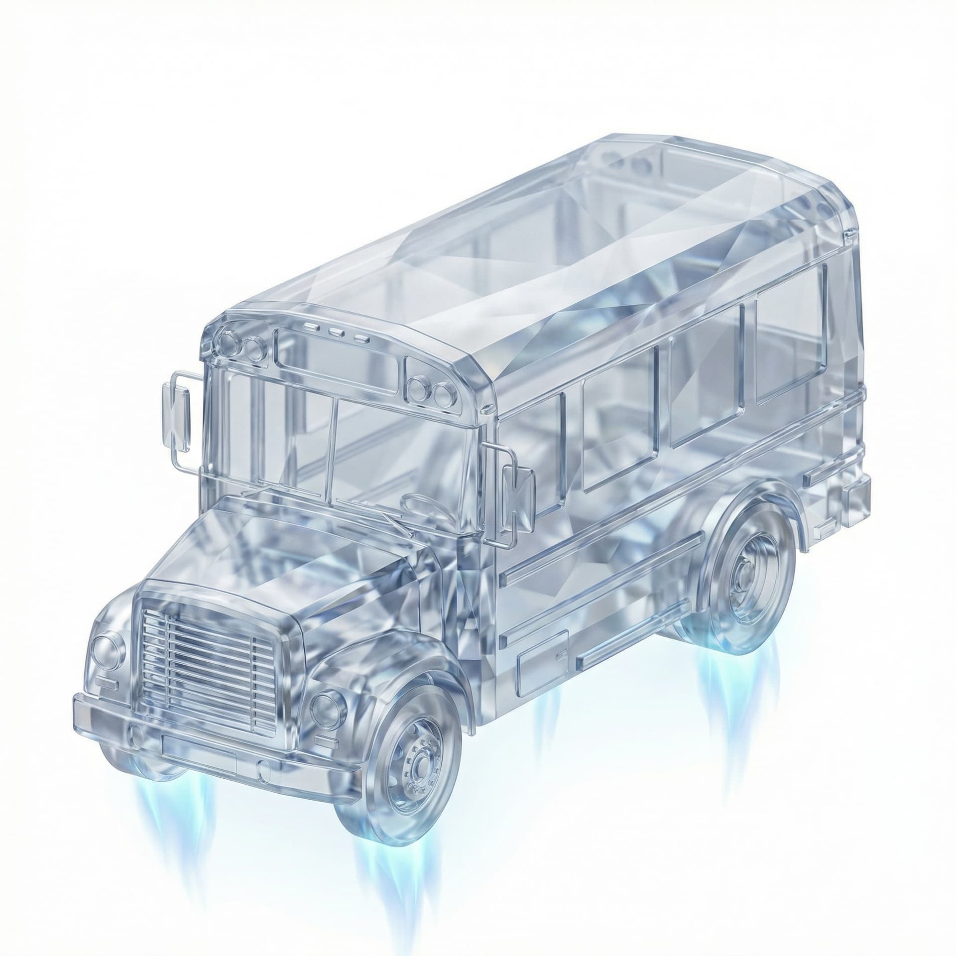 Flying Bus made of Crystal.
