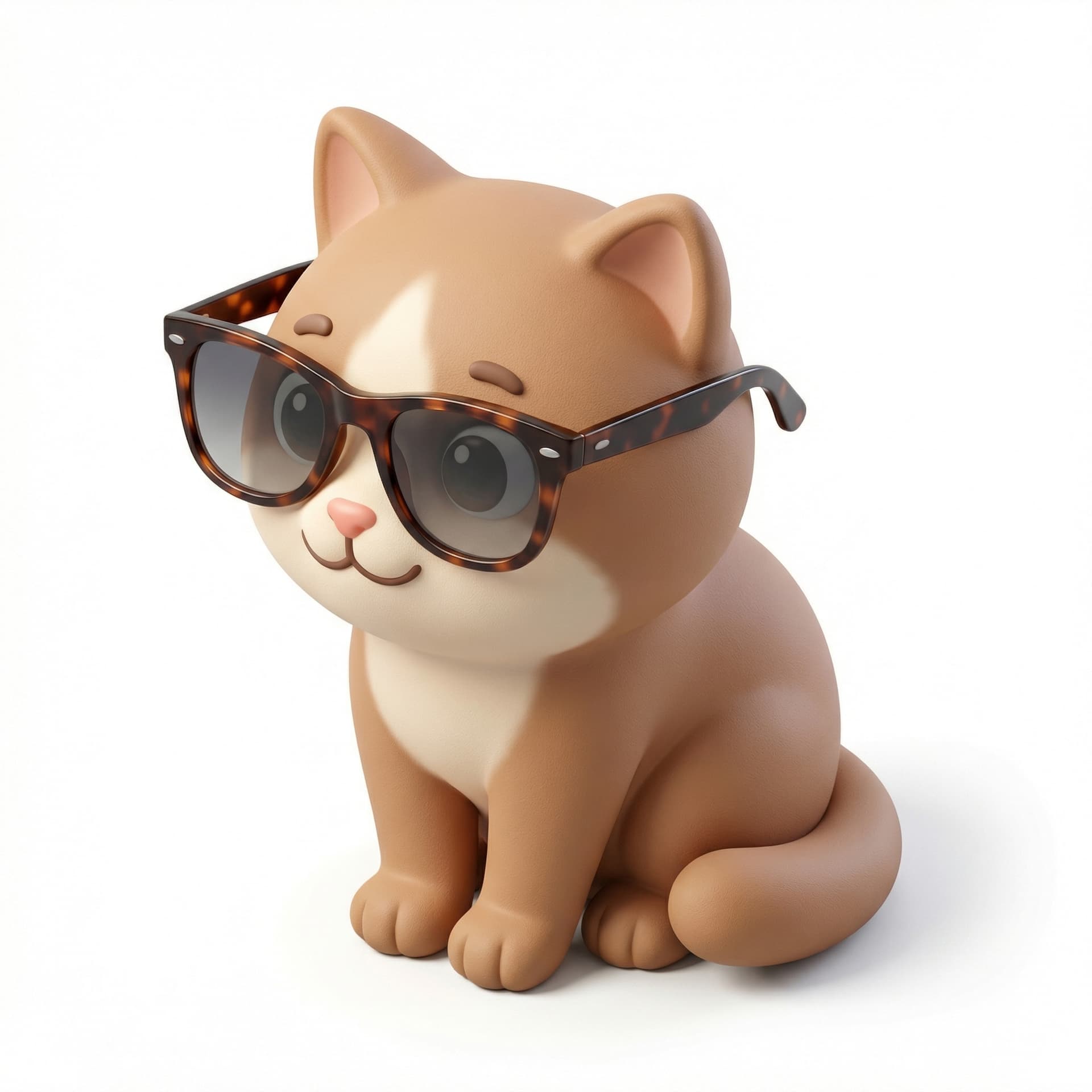 Cat wearing sunglasses 3D cute style