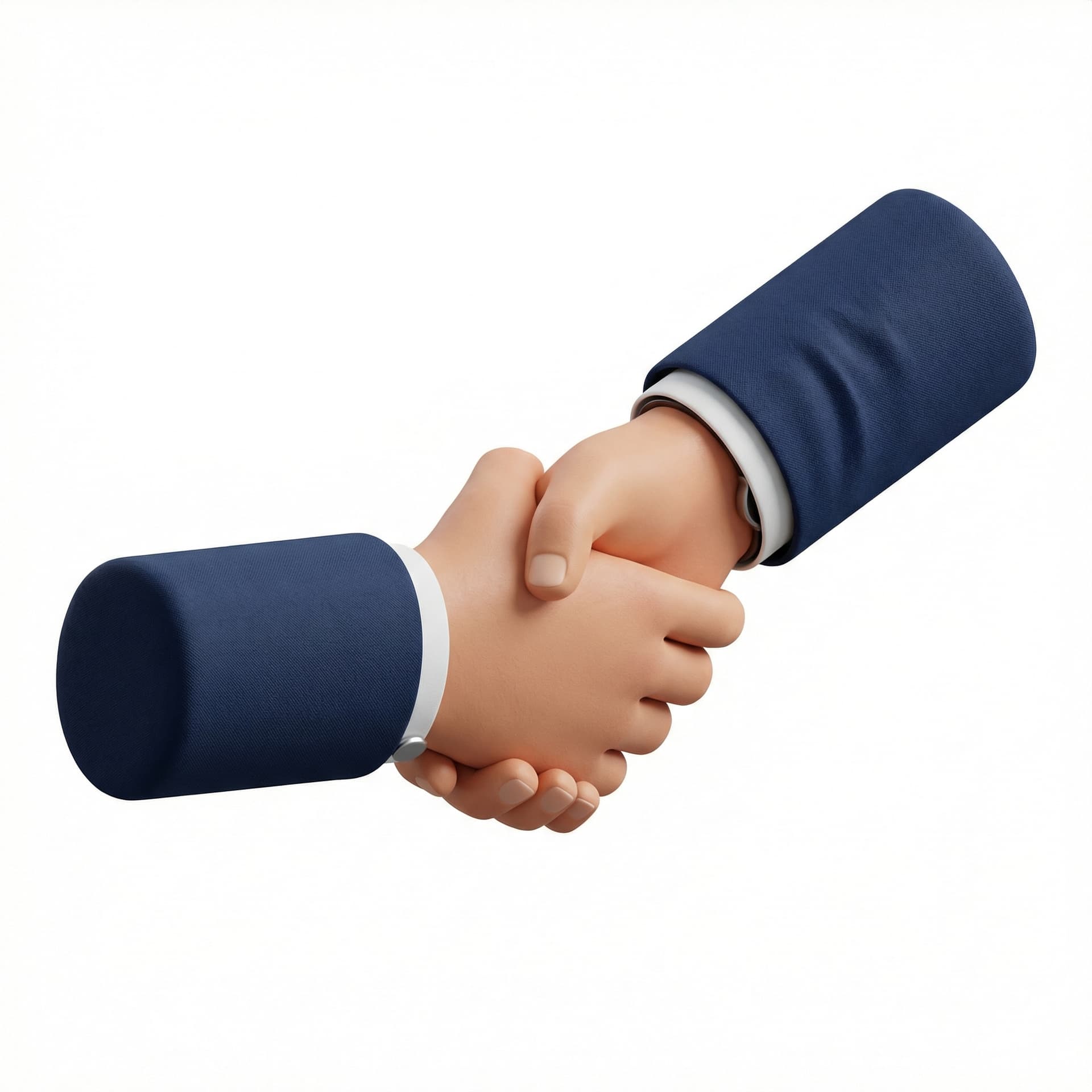 visual tangan pria salaman, di lengannya pakai jas, 3d style