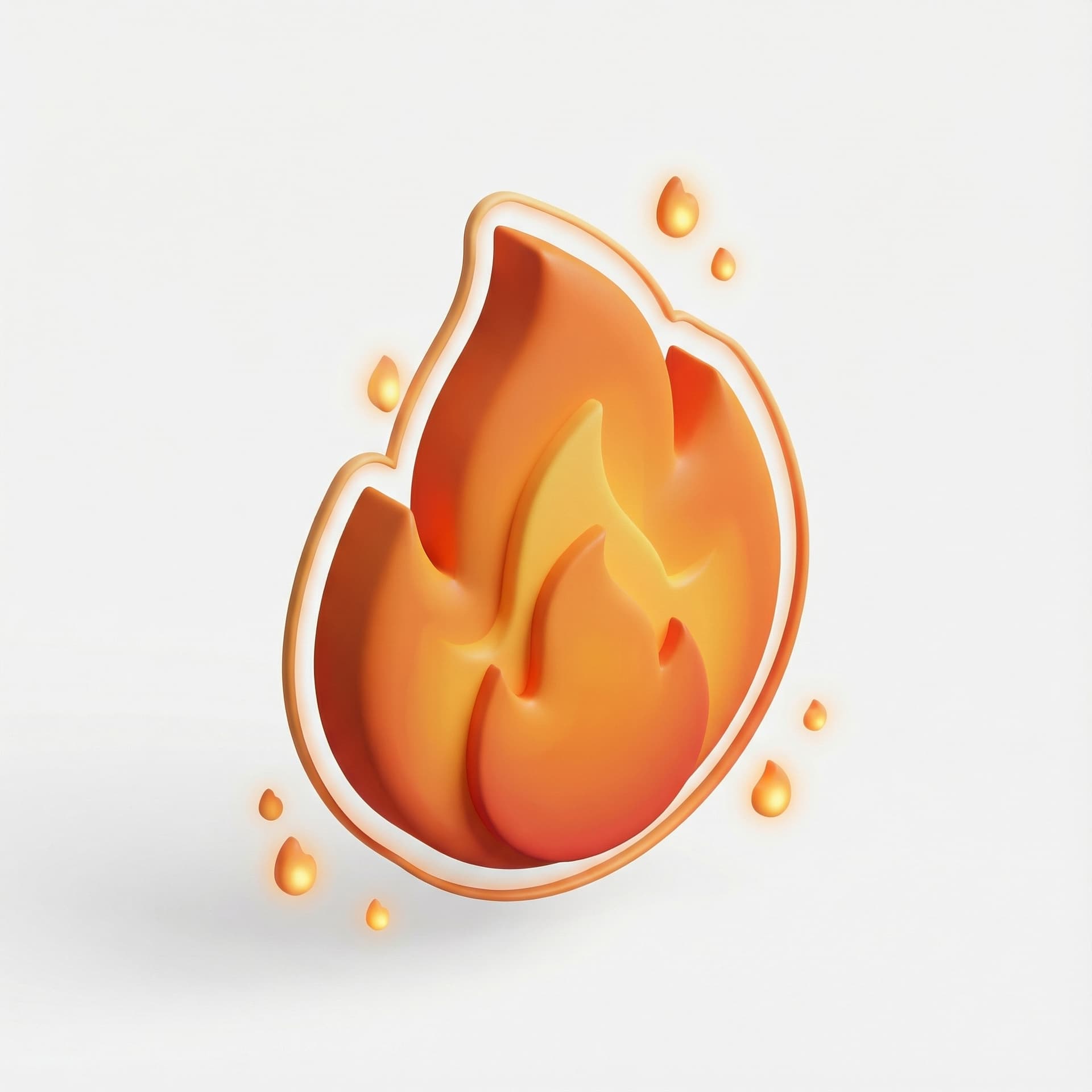 icon of a bright burning flame or intense fire with sparks