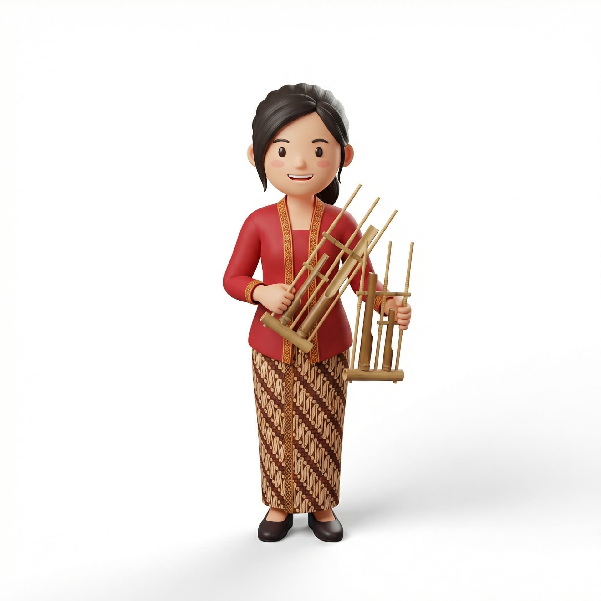 create with chibi style, holding angklung