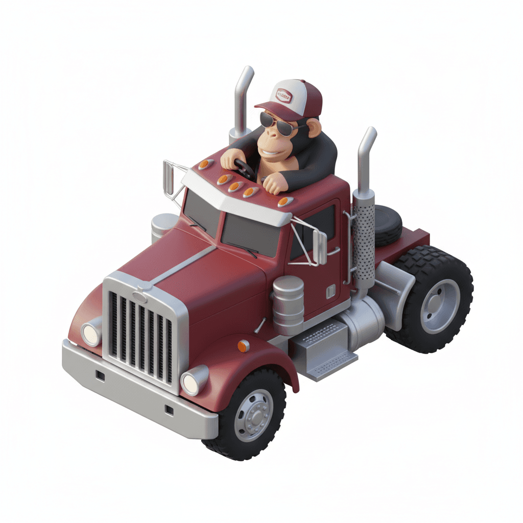 Monkey driving truck