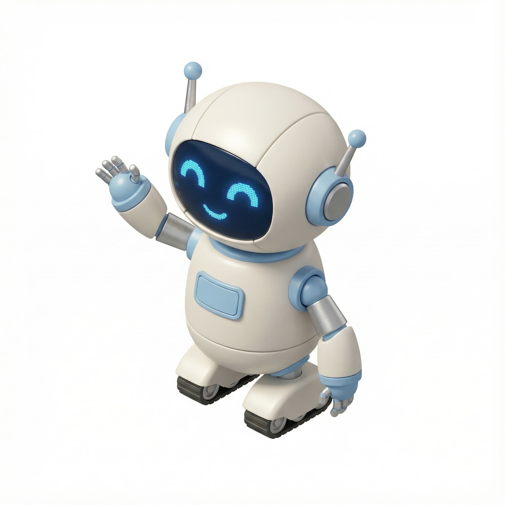 A cute robot waving hello