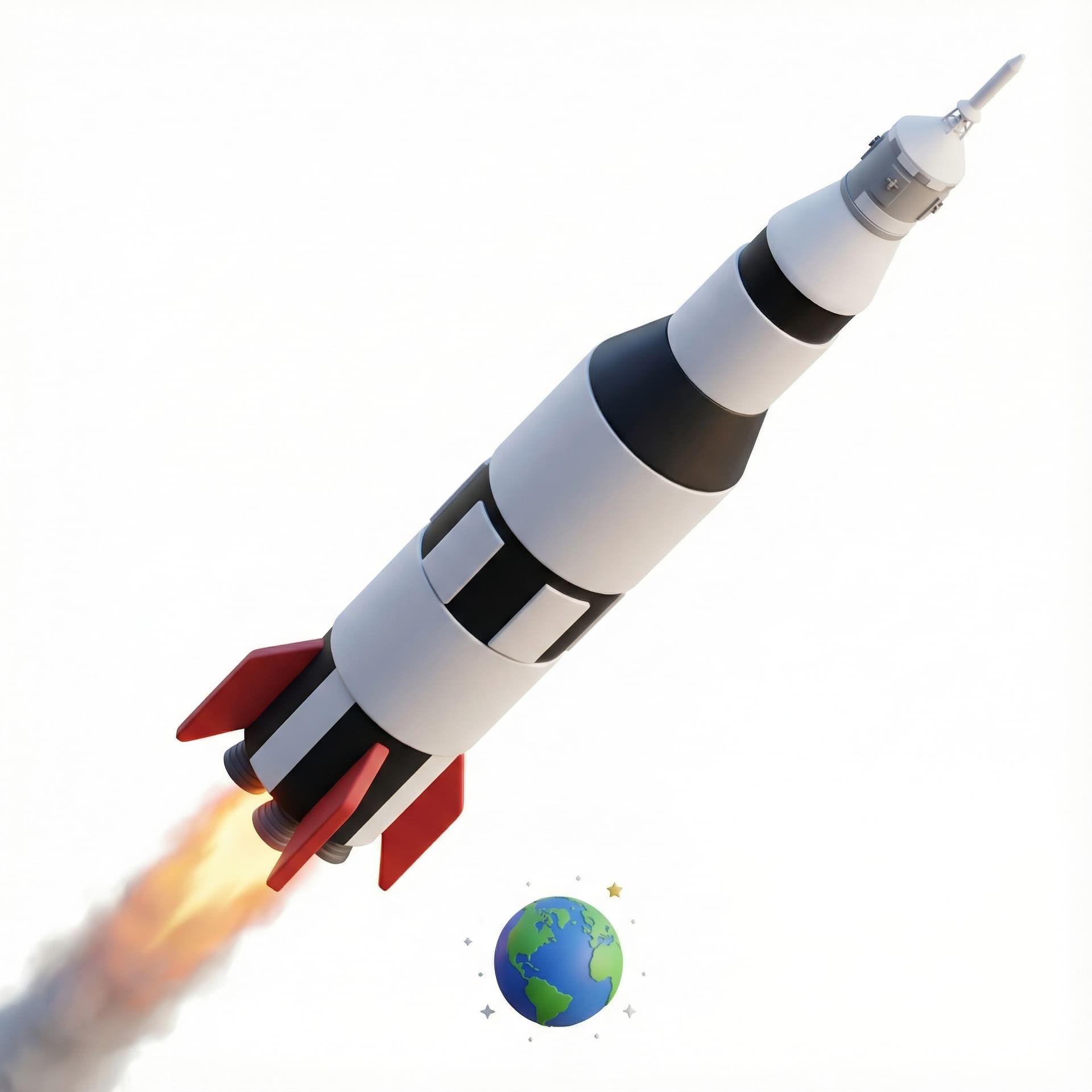 A rocket ship launching into space