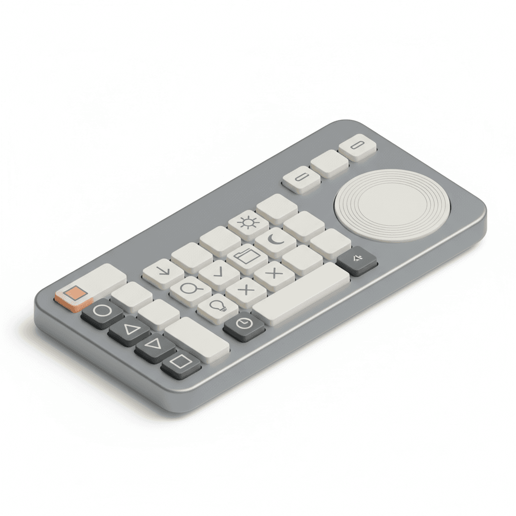 Keyboard shortcut layout inspired by Dieter Rams Braun design