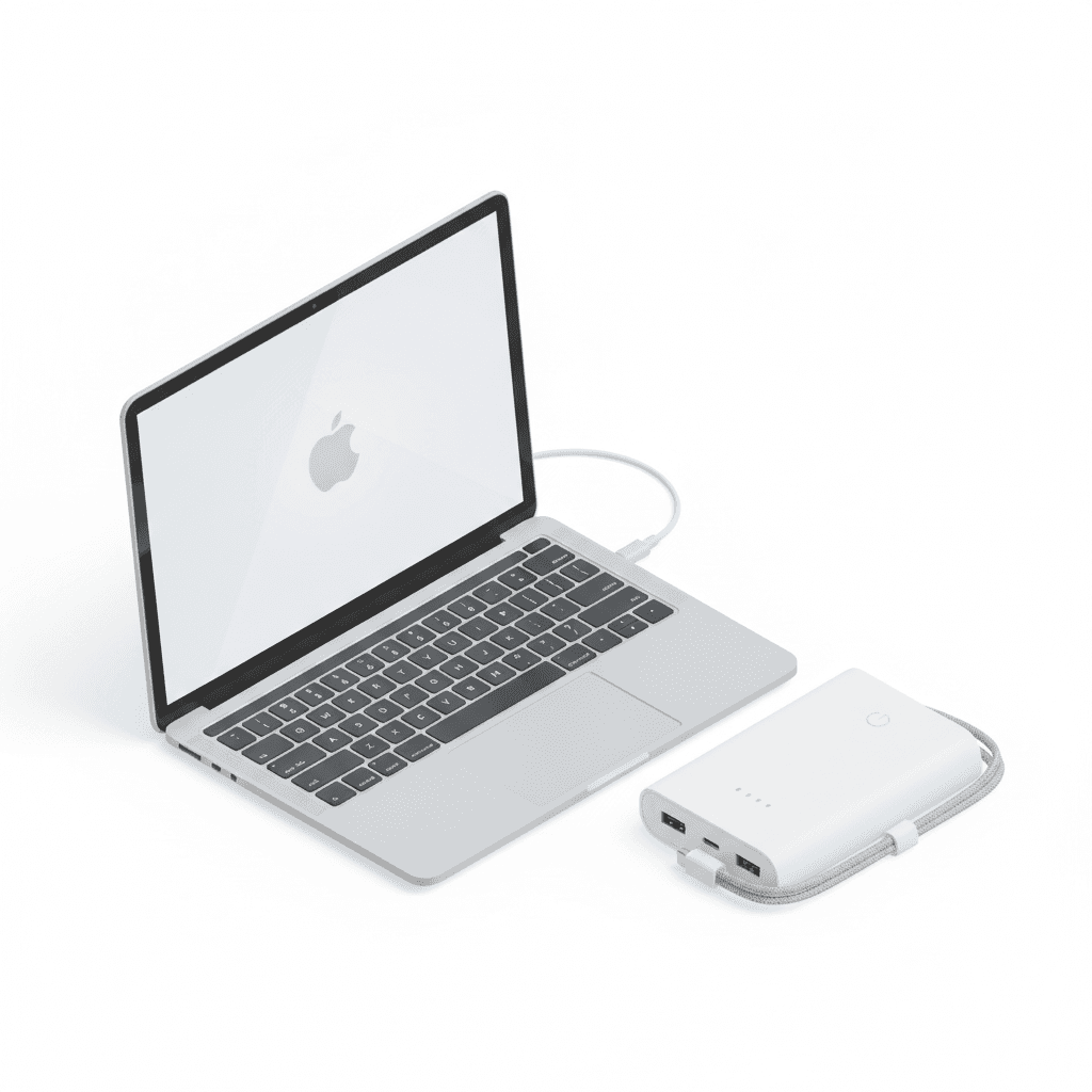 Laptop atau tablet + charger portable