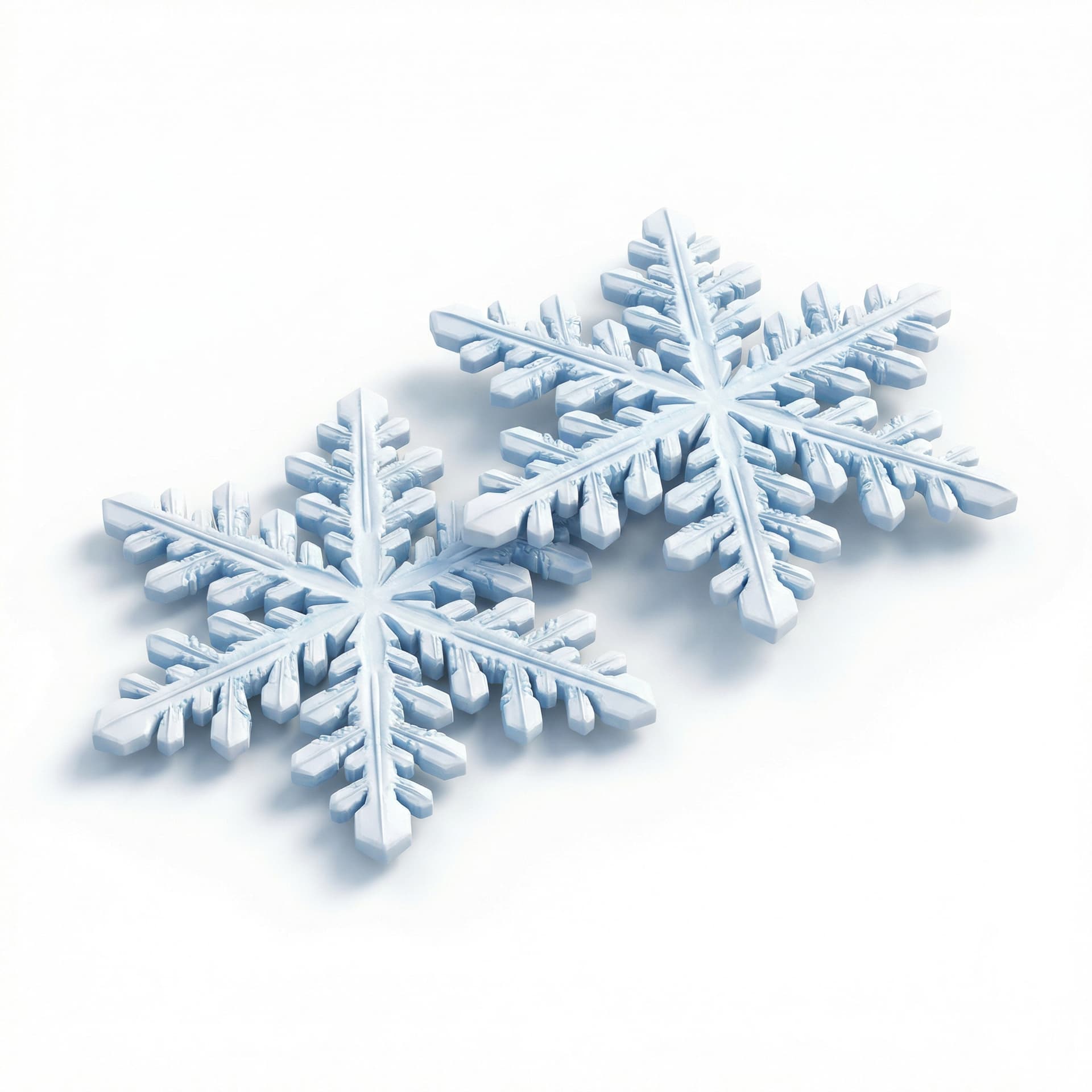 make a 2 big snowflake with 3d realistic style