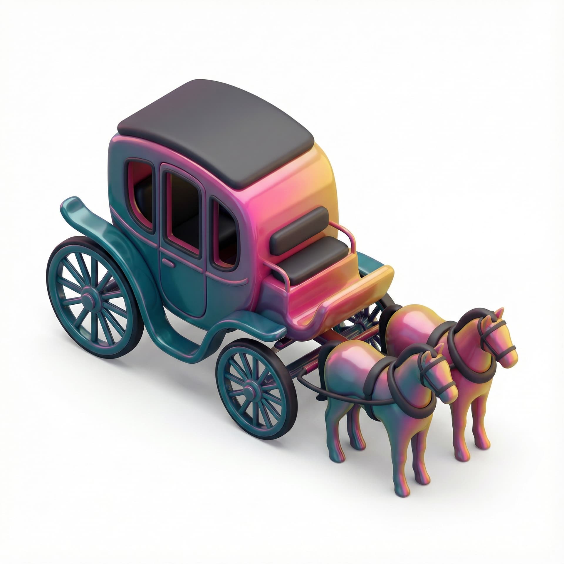 Horse carriage with glossy vinyl and gradient vibrant color palette