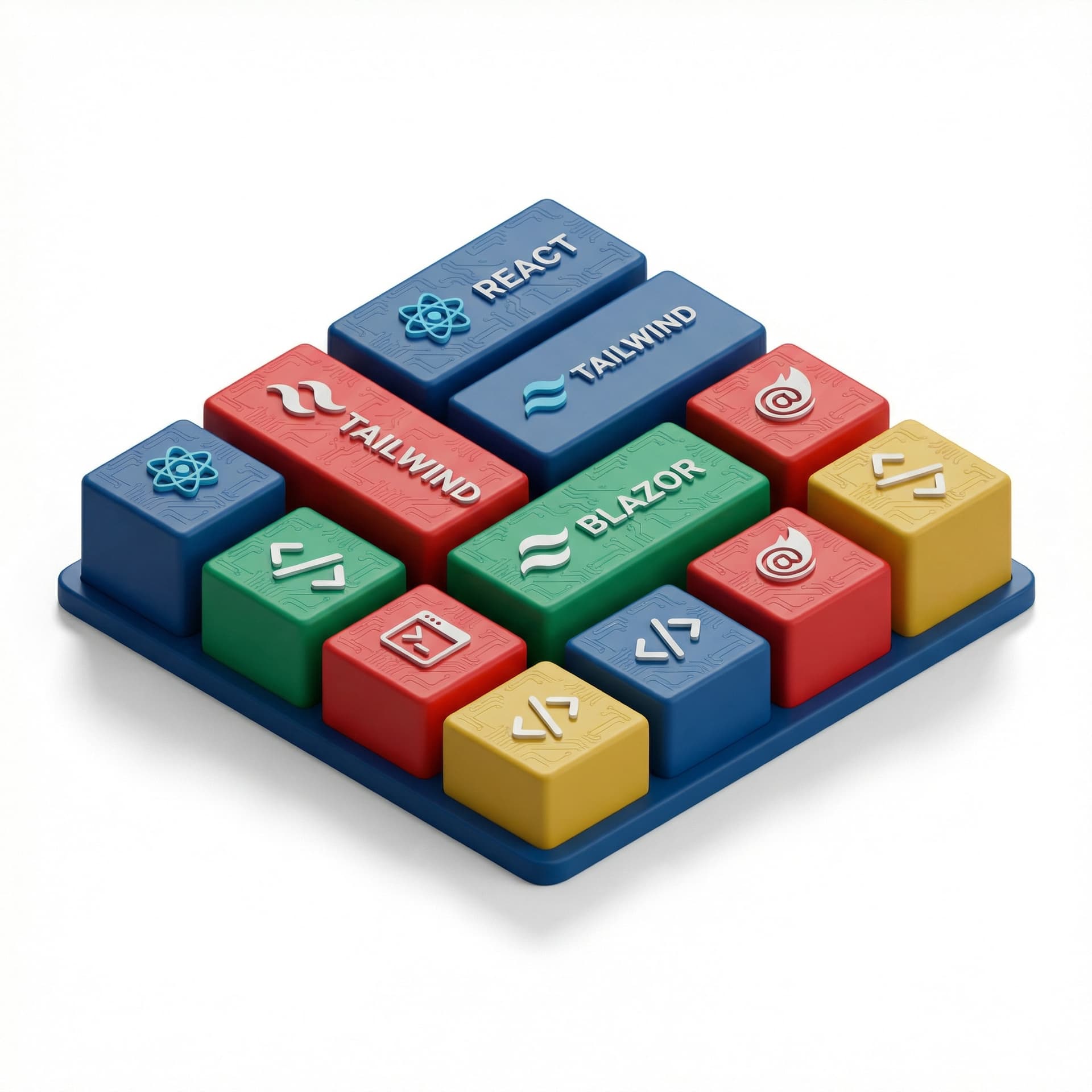 design system CODE components like code tools , framework tailwind react, blazor and  dont forget use pertamina colors and put pattern back on components