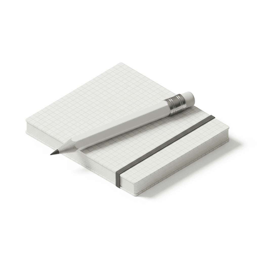 Pencil and sketchbook inspired by Dieter Rams Braun design