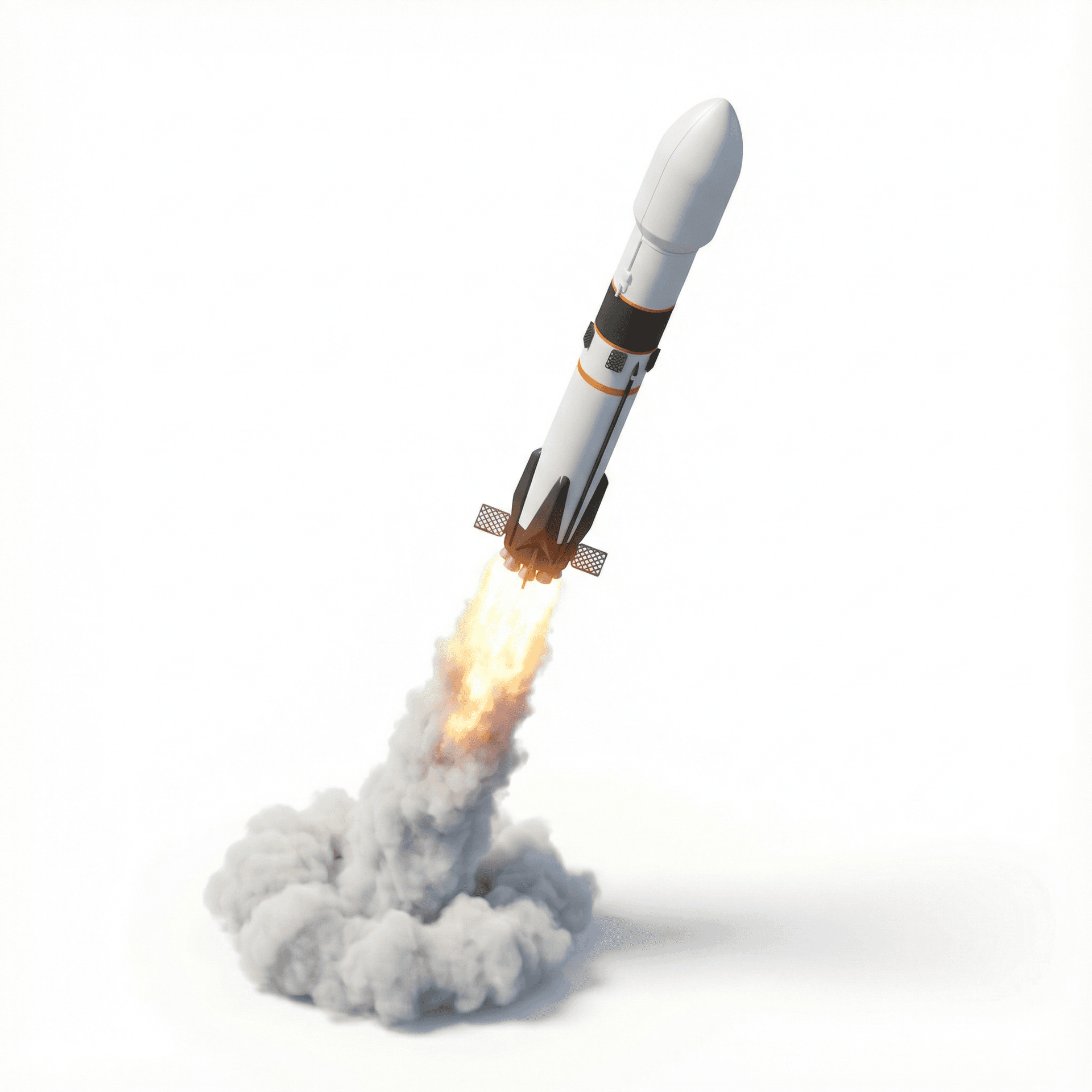 A rocket ship launching into space