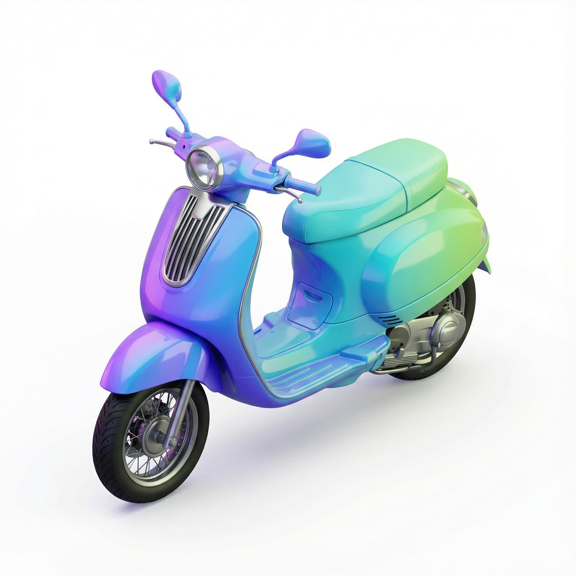 scooter with glossy vinyl and gradient vibrant color palette