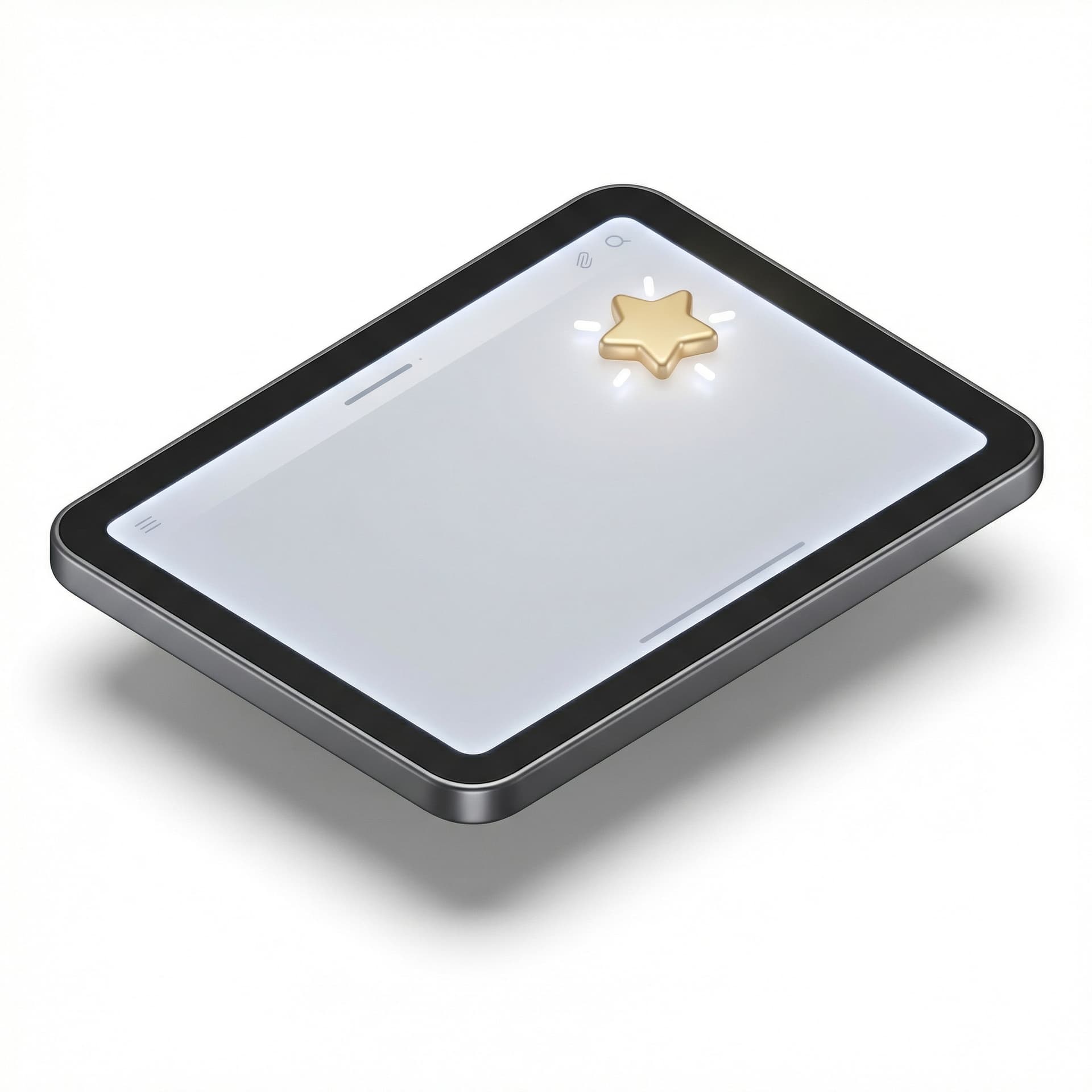 A board or screen with a small star or highlight badge