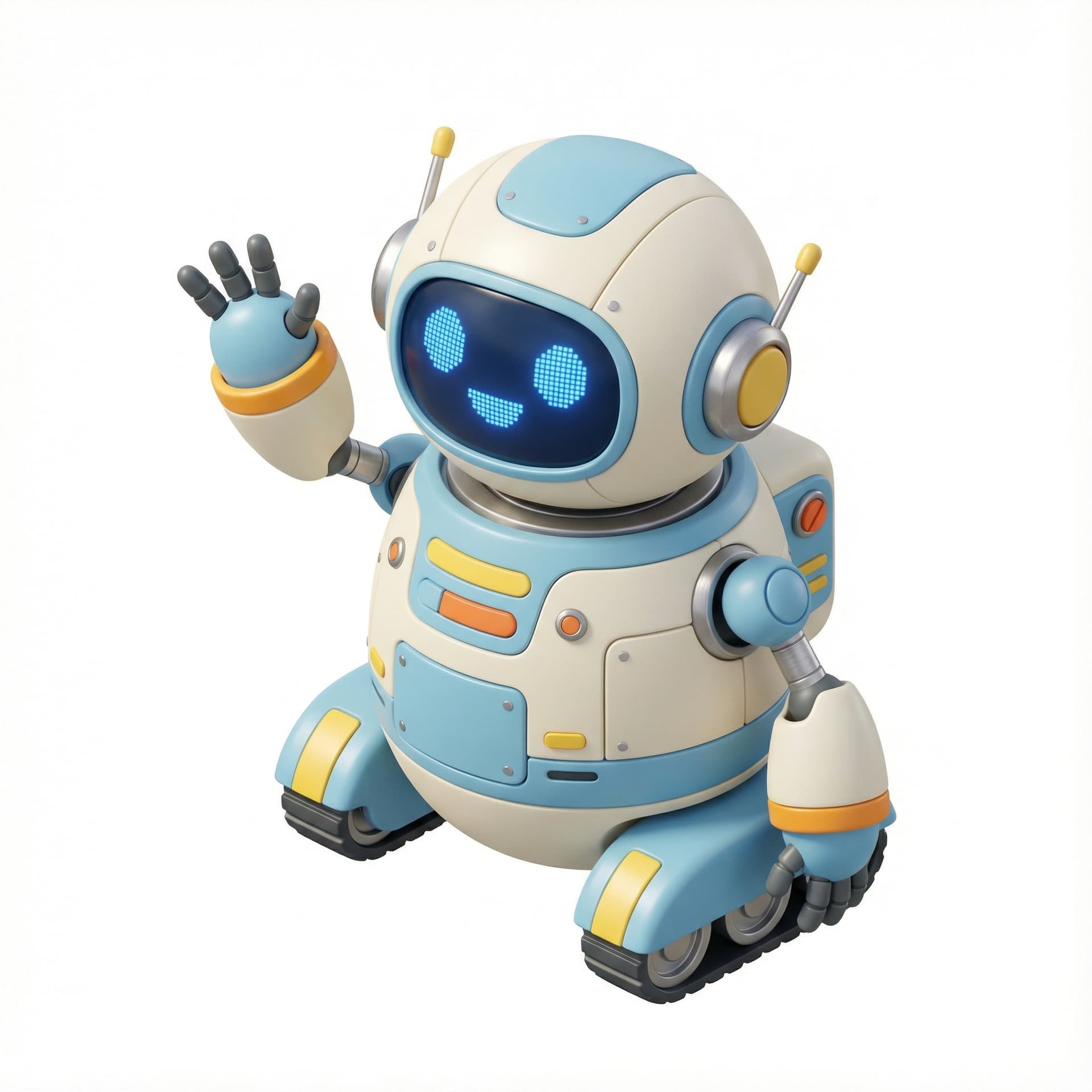 A cute robot waving hello