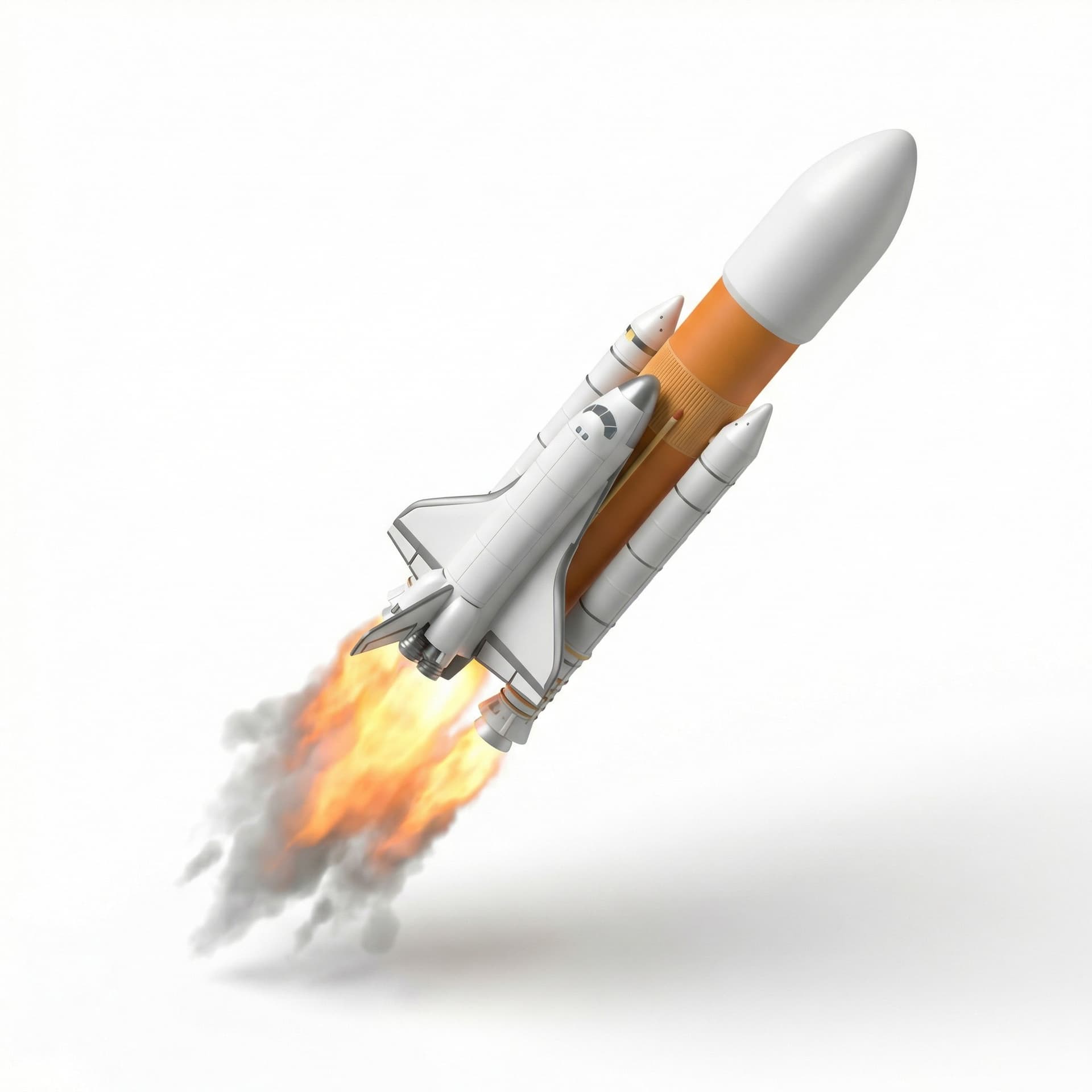 A rocket ship launching into space