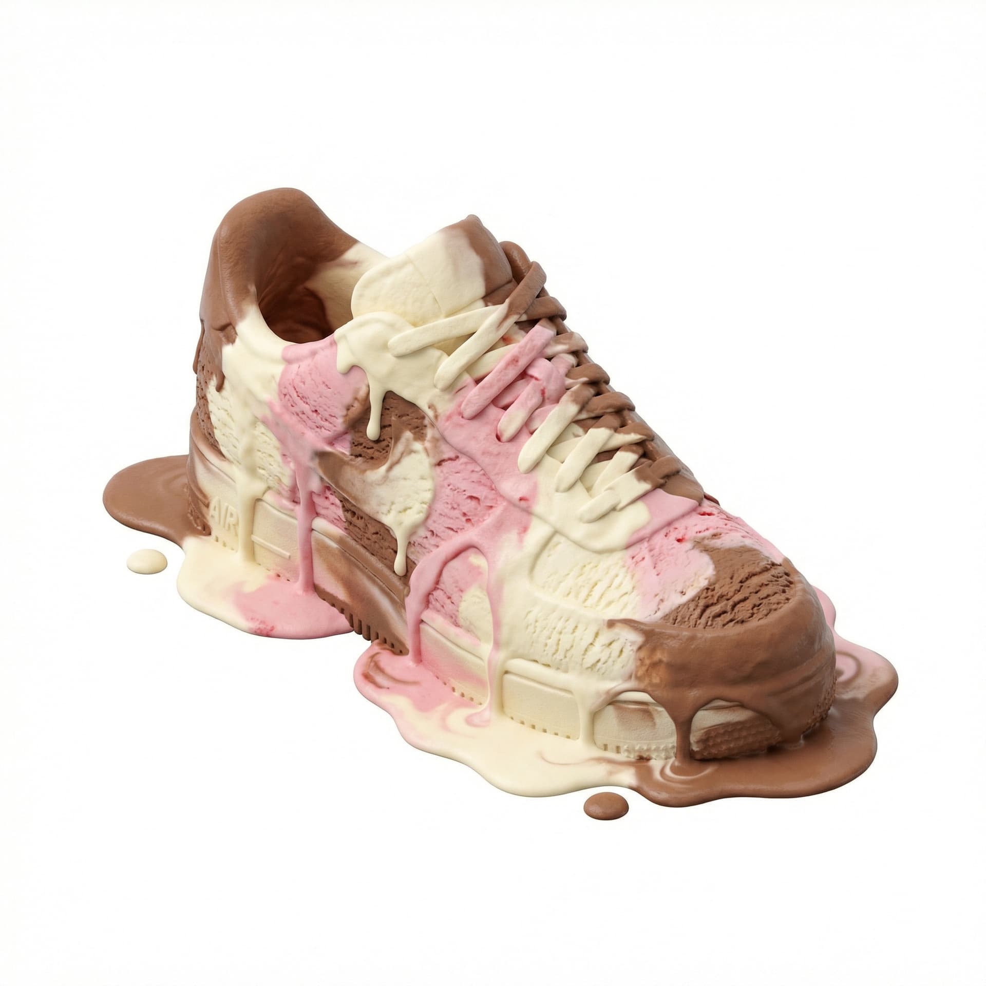 A Sneaker made of melting ice cream