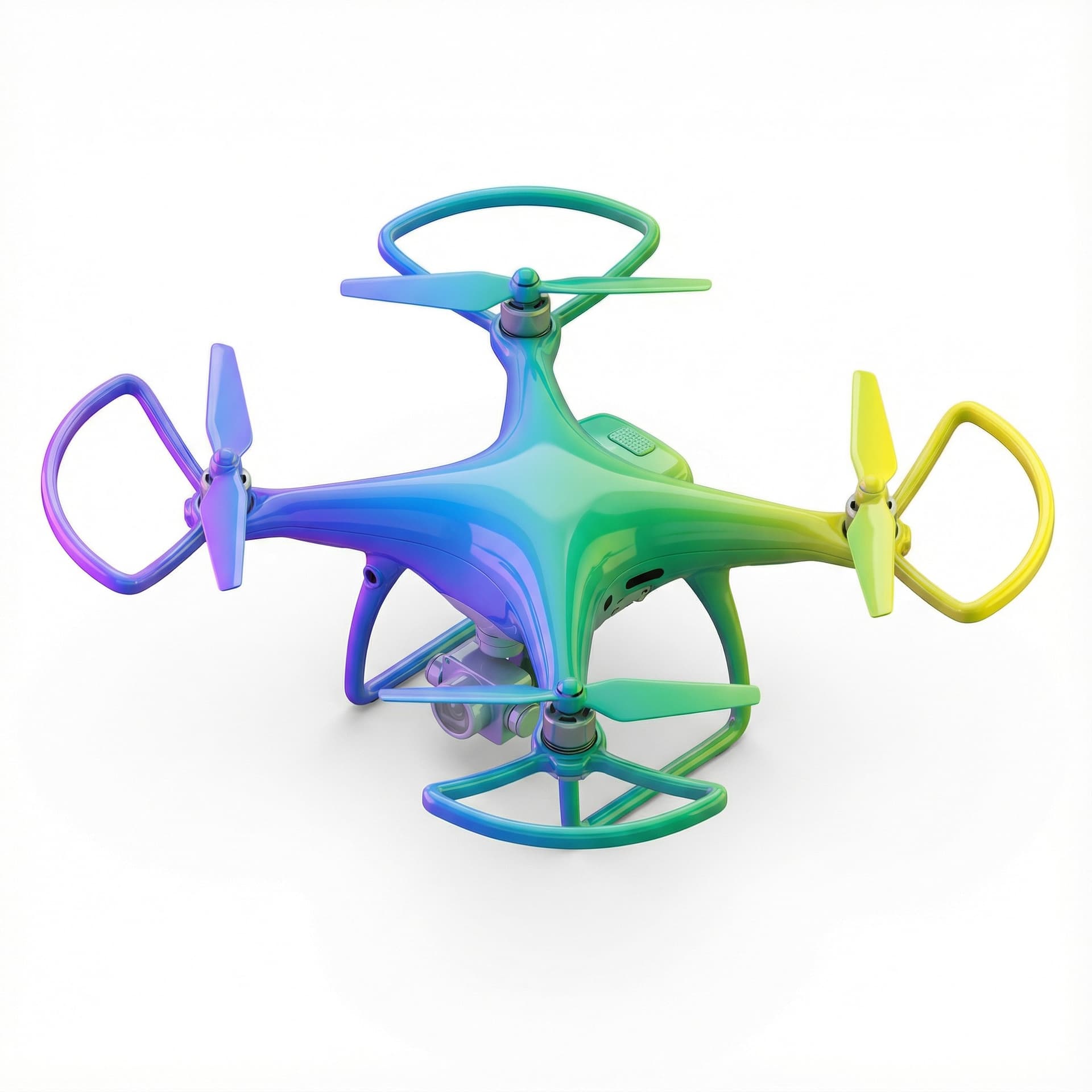 drone with glossy vinyl and gradient vibrant color palette 