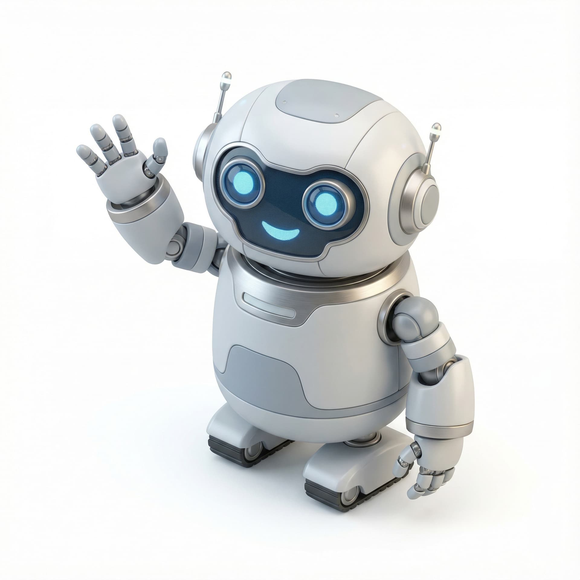 A cute robot waving hello