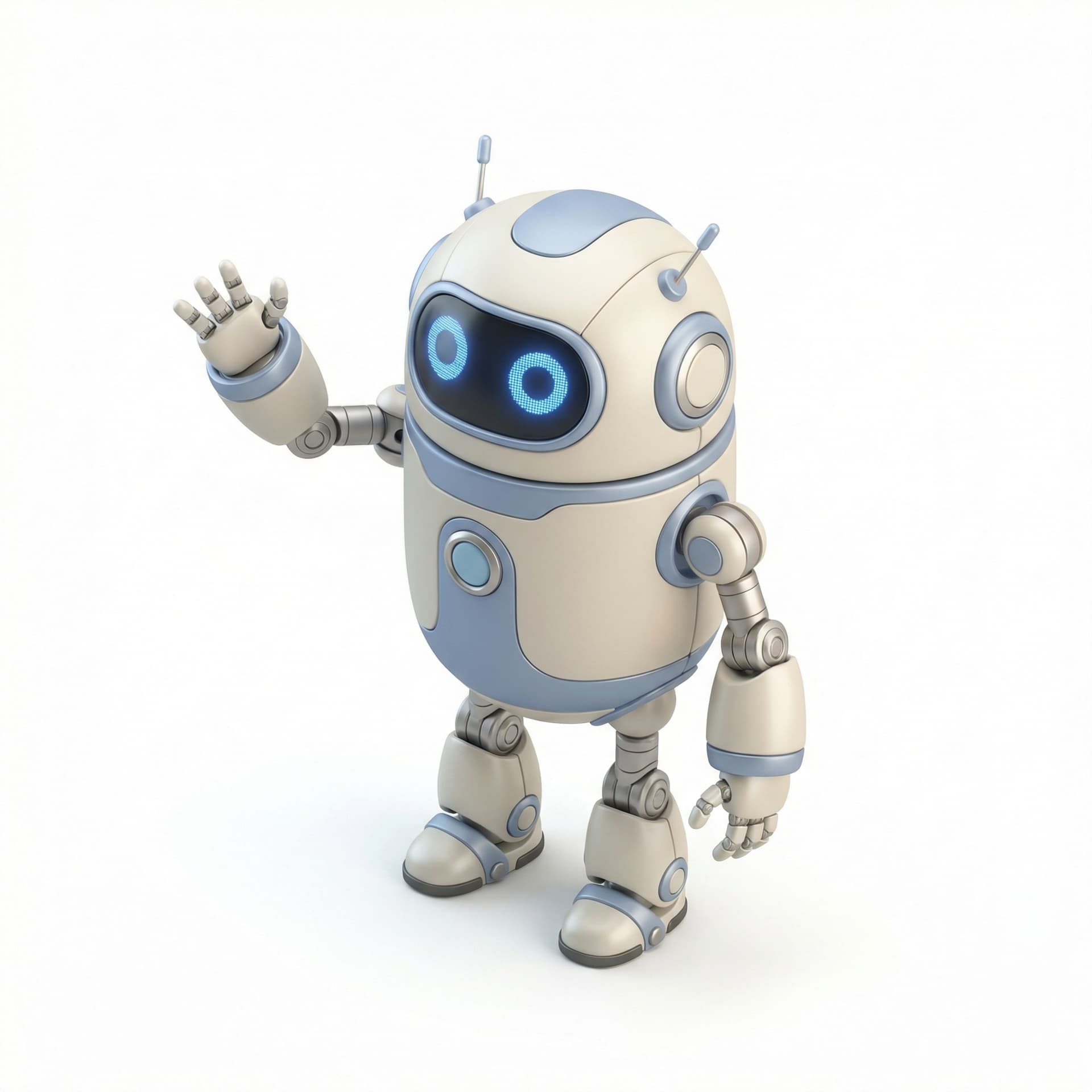 A cute robot waving hello